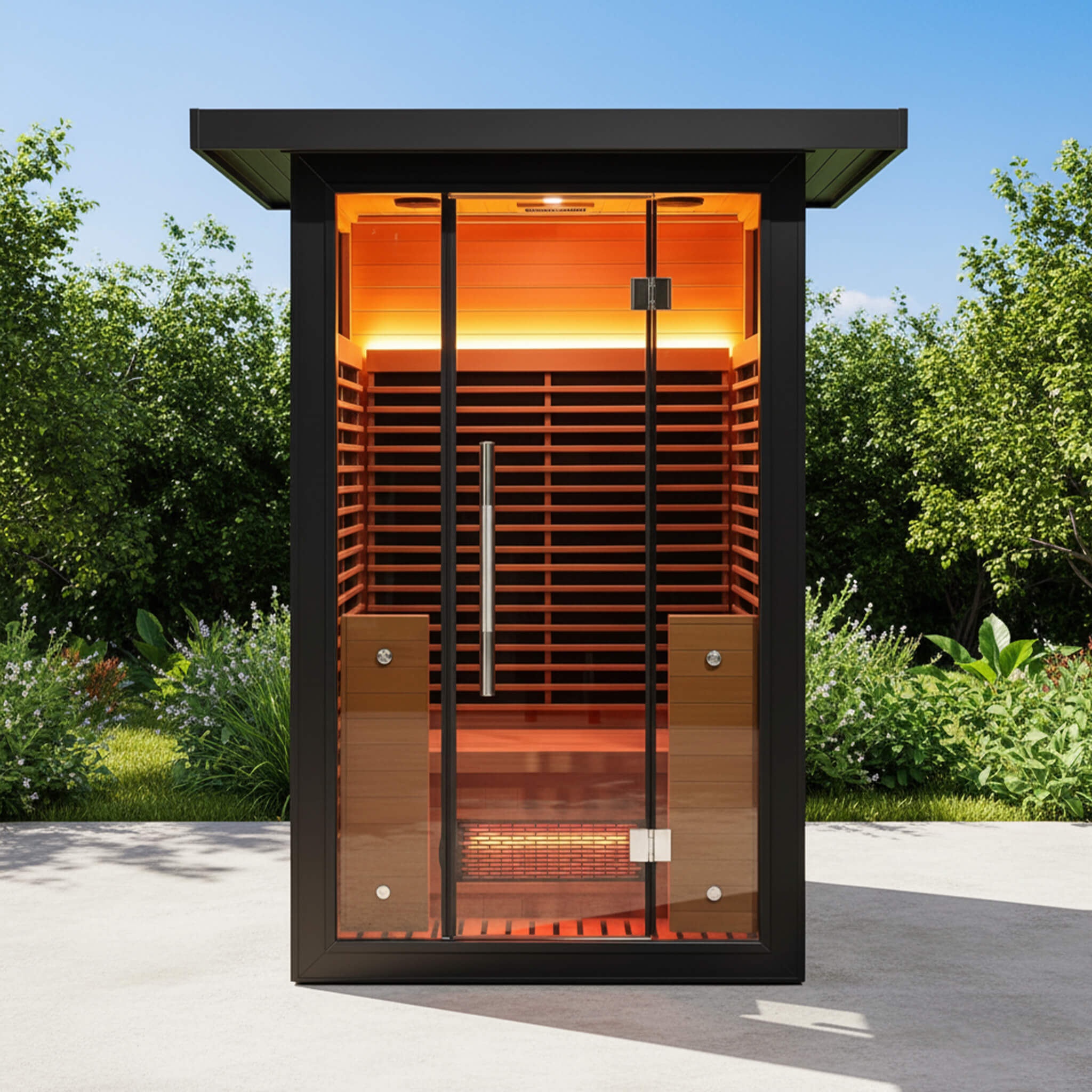 Thermora Lugano 2-Person Outdoor Full-Spectrum Infrared Sauna With Aluminum Alloy Exterior & WiFi