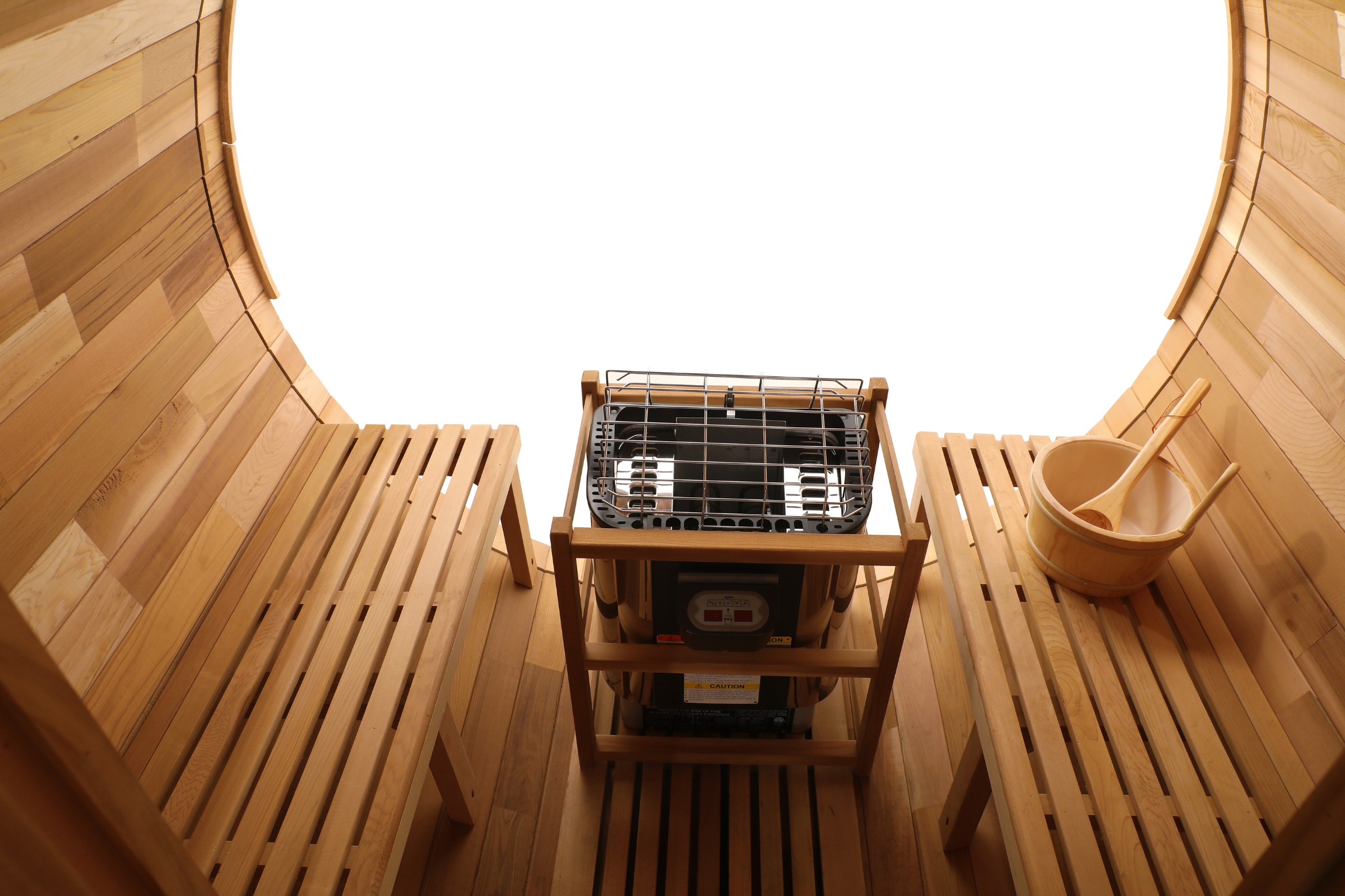 Blisspod Prague Outdoor Barrel Sauna | Canadian Red Cedar | Full Glass Back | 4-6 Person