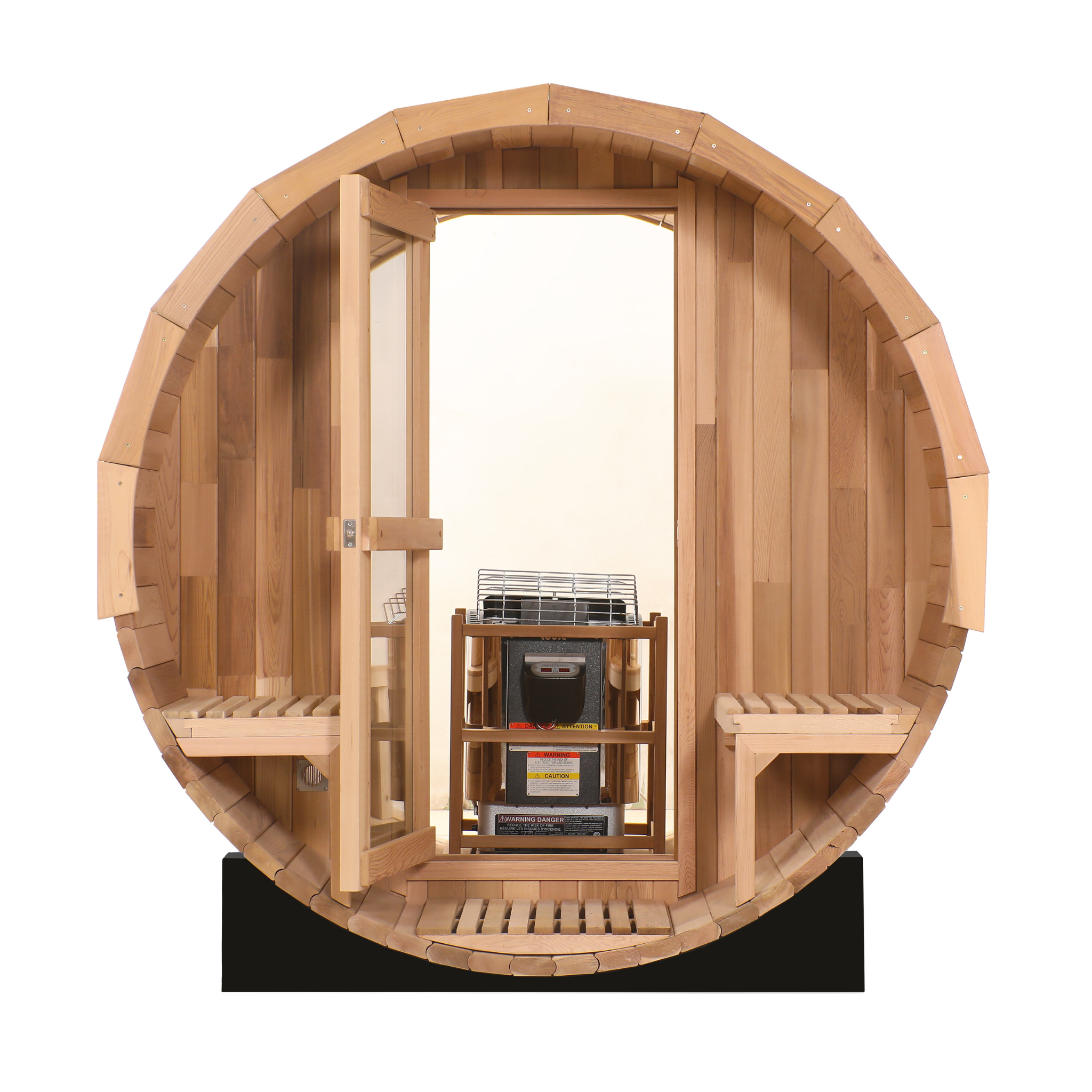 Blisspod Prague Outdoor Barrel Sauna | Canadian Red Cedar | Full Glass Back | 2-6 Person