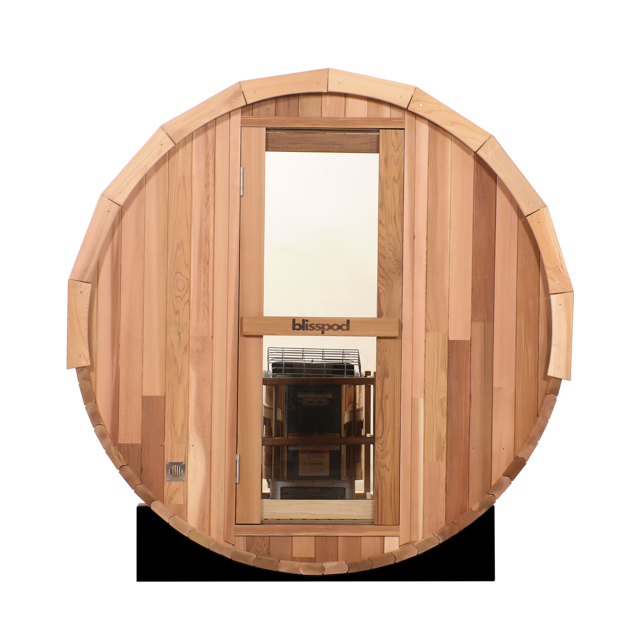 Blisspod Prague Outdoor Barrel Sauna | Canadian Red Cedar | Full Glass Back | 4-6 Person