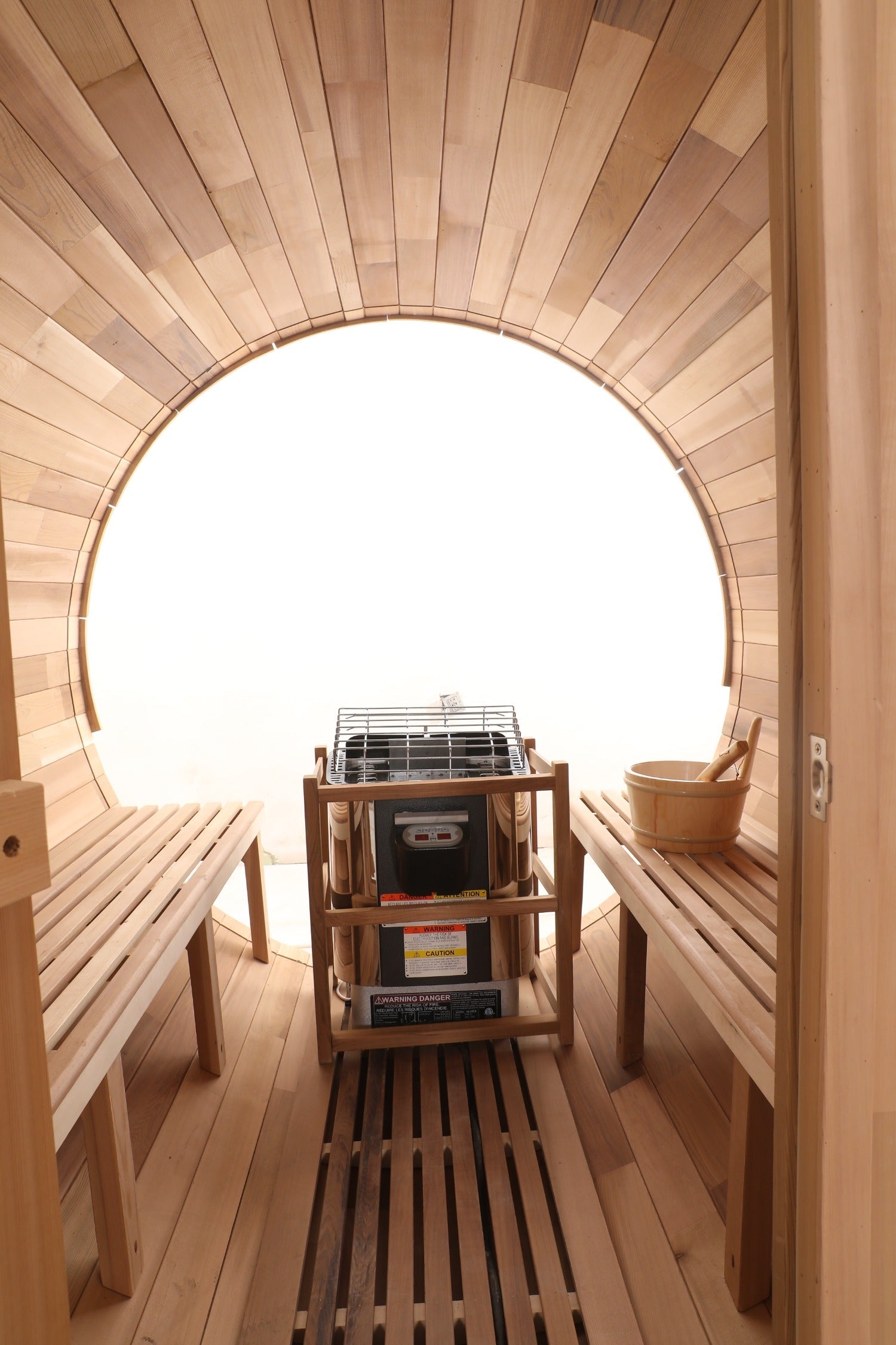 Blisspod Prague Outdoor Barrel Sauna | Canadian Red Cedar | Full Glass Back | 4-6 Person