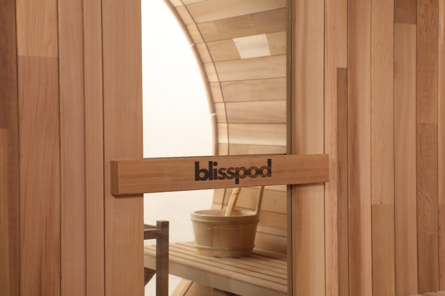 Blisspod Prague Outdoor Barrel Sauna | Canadian Red Cedar | Full Glass Back | 4-6 Person