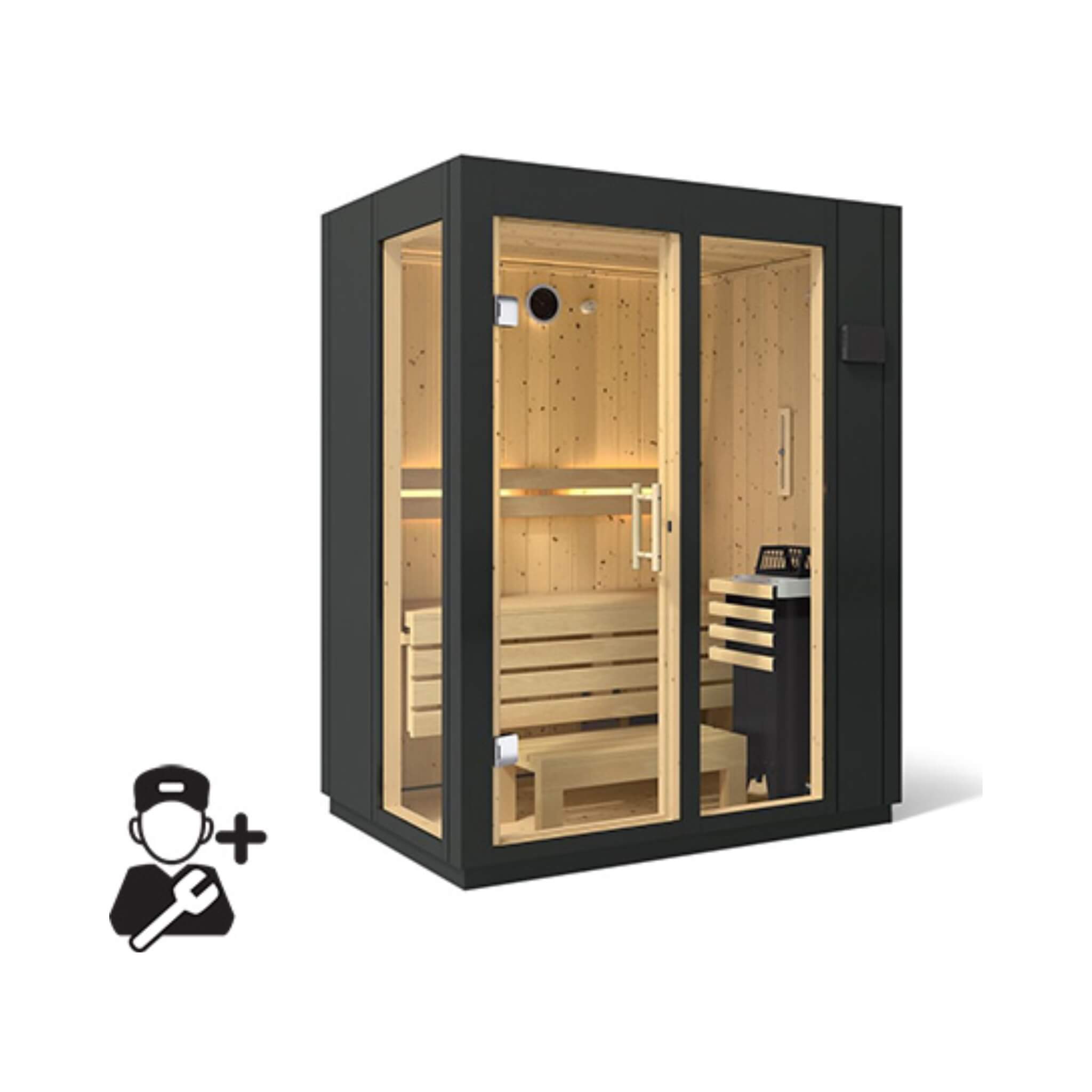 Kohler C1 Indoor Graphite Gray Freestanding Alcove Design Sauna Kit