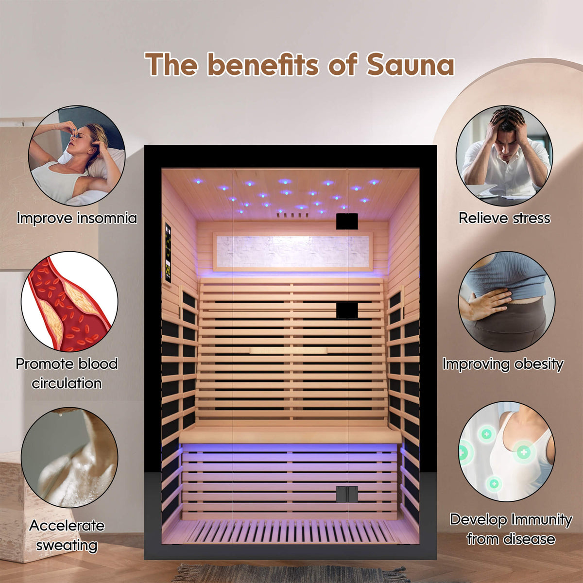 Thermora Flux Luxury 2-Person Canadian Hemlock Wood Far Infrared Home Sauna