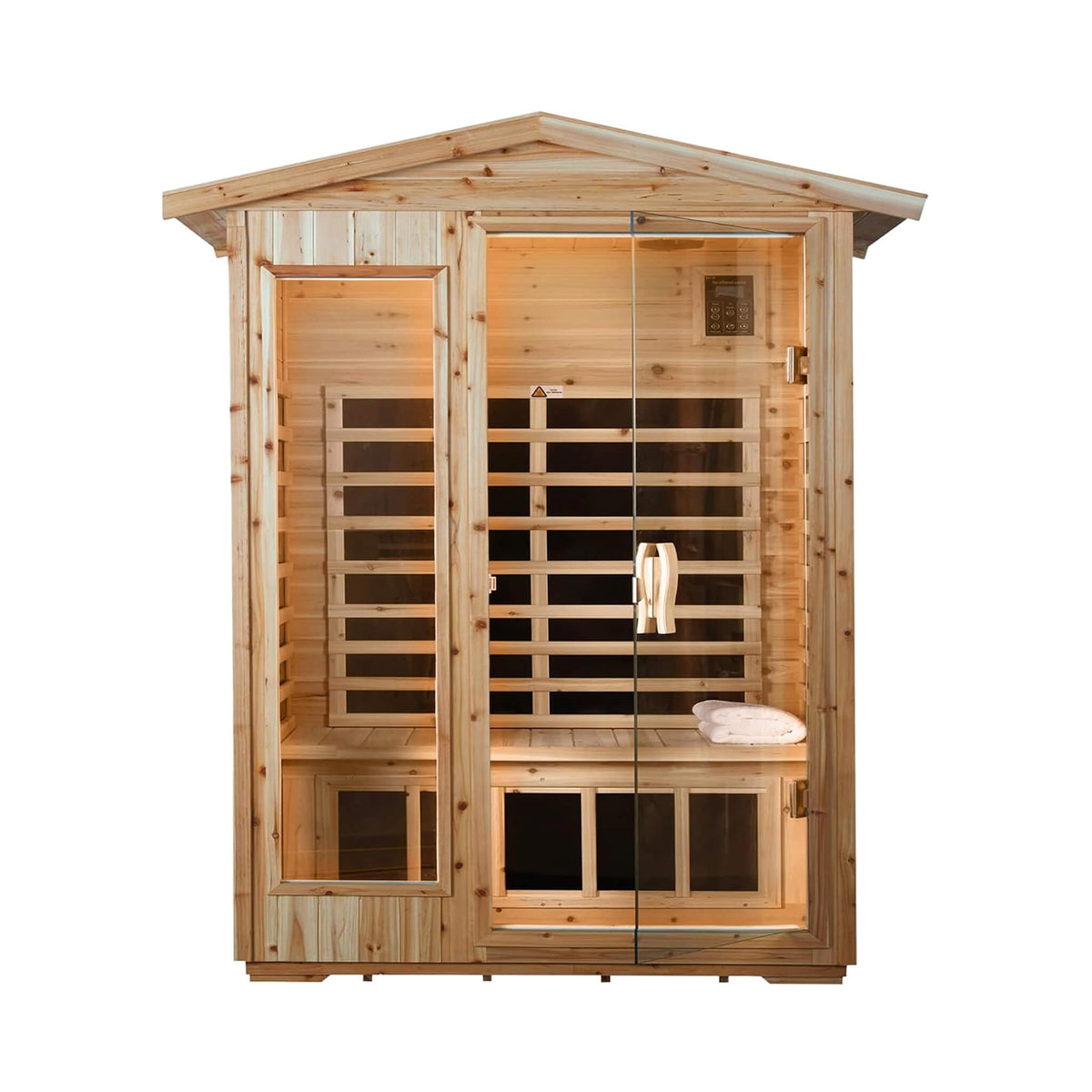Thermora Zorin Premium 2-Person Indoor Outdoor Low EMF FAR-Infrared Hemlock Wood Personal Home Sauna Spa, 1750W