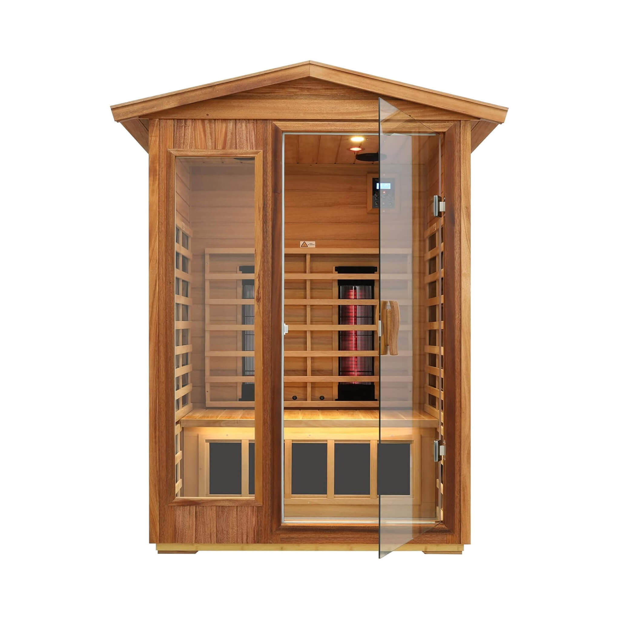 Thermora Alveron 2-Person Outdoor Mahogany Low EMF Far Infrared Sauna With Bluetooth Audio And LED Lights
