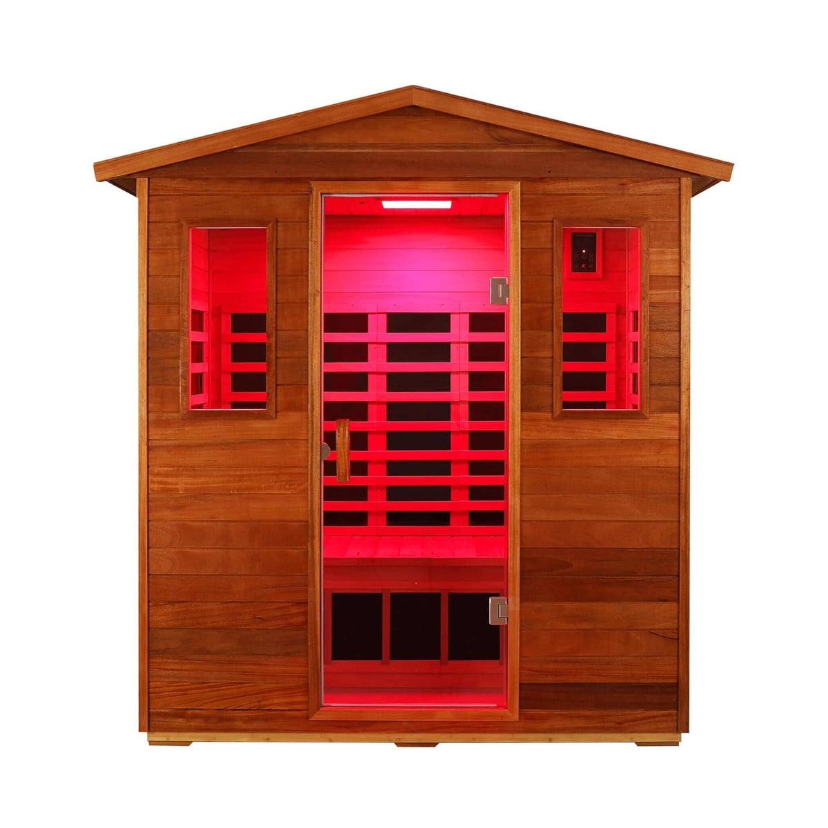 Thermora Vanta Luxury 3-Person Outdoor Mahogany Full Spectrum Ultra-Low EMF FAR Infrared Sauna With Chromotherapy And Bluetooth Speakers