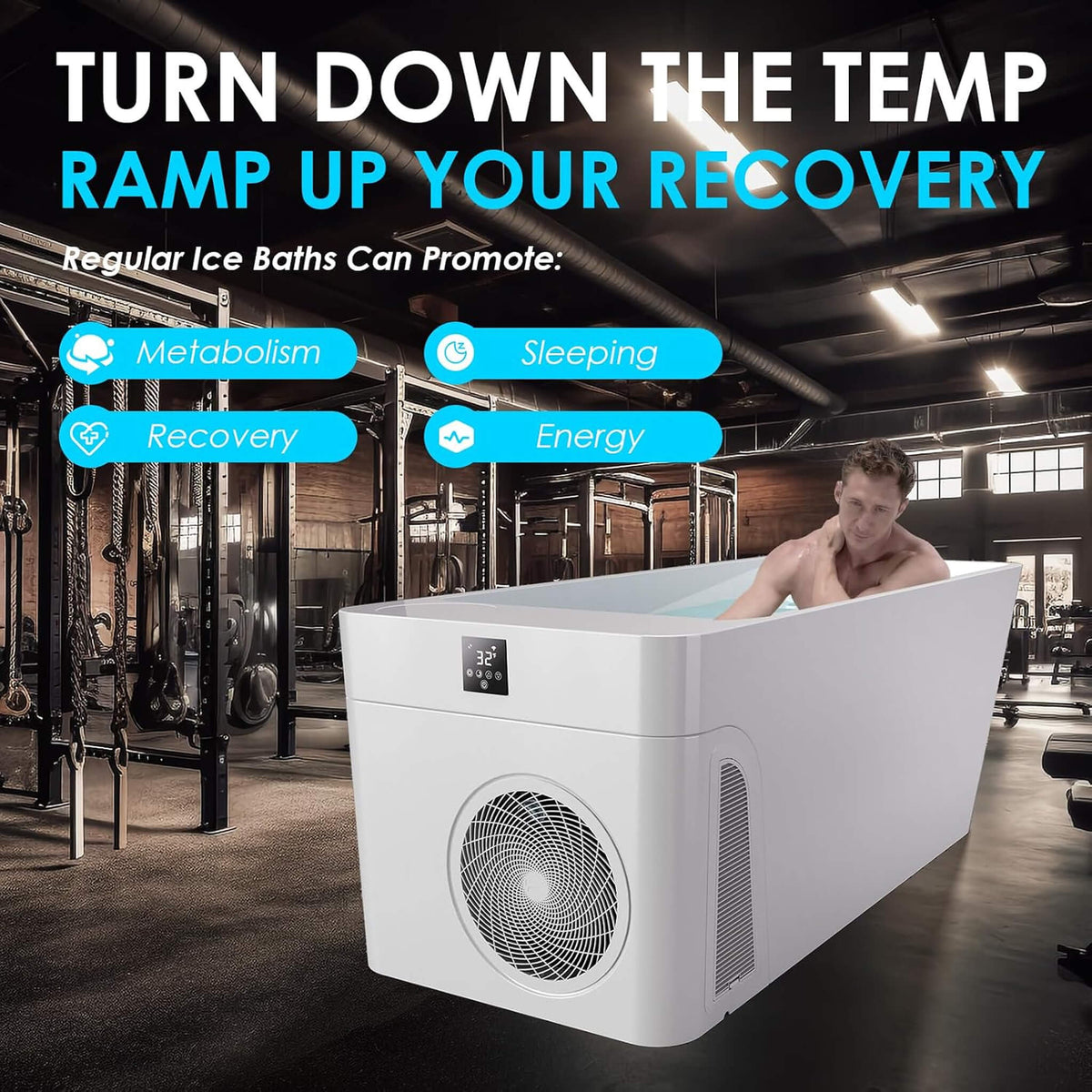 Canadian Spa Company CSC Smart 1-Piece Freestanding Full-Body All-In-One Cold Plunge Tub With Built-In Water Chiller (SAK56280)