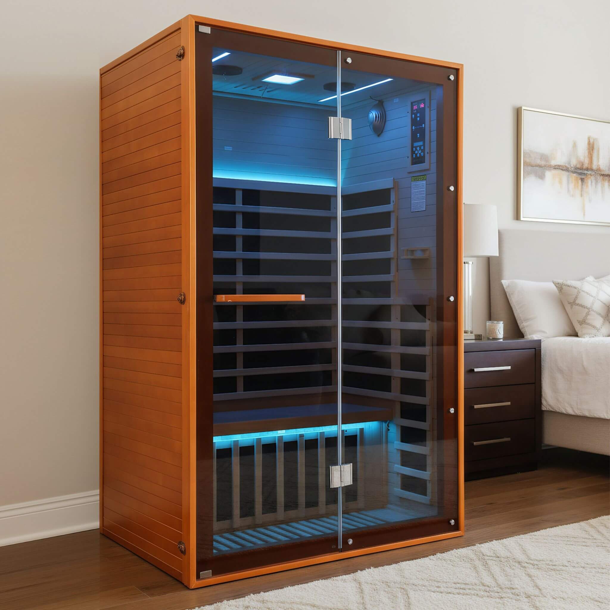 Thermora Fontaine 2-Person Luxury Canadian Hemlock Infrared Sauna With Glass Front