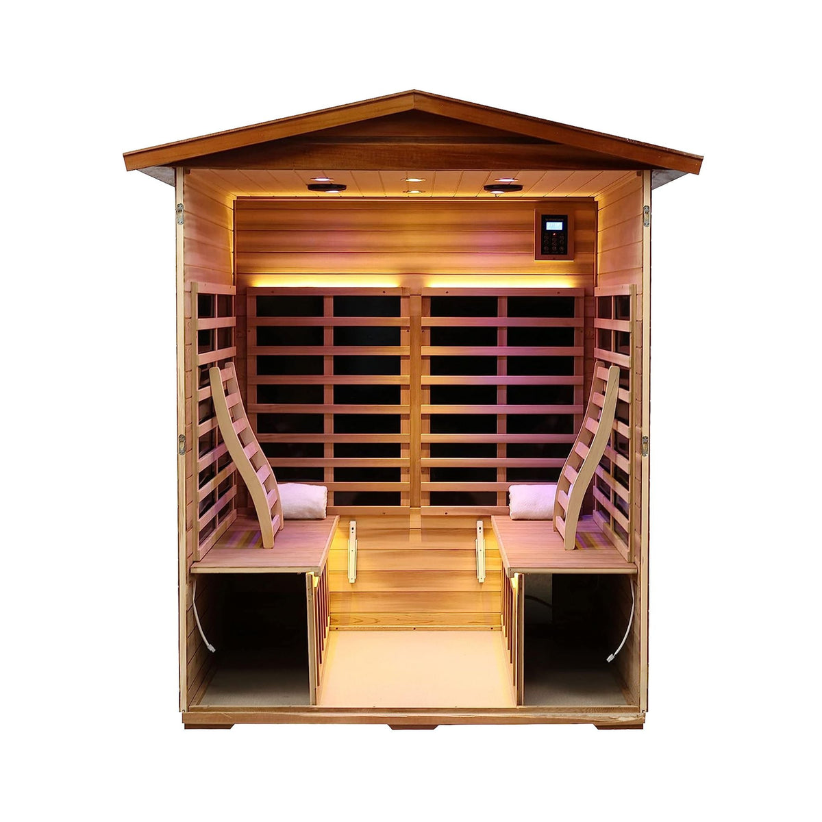 Thermora Kairo 4-Person Outdoor Infrared Hemlock Sauna With Tempered Glass Door