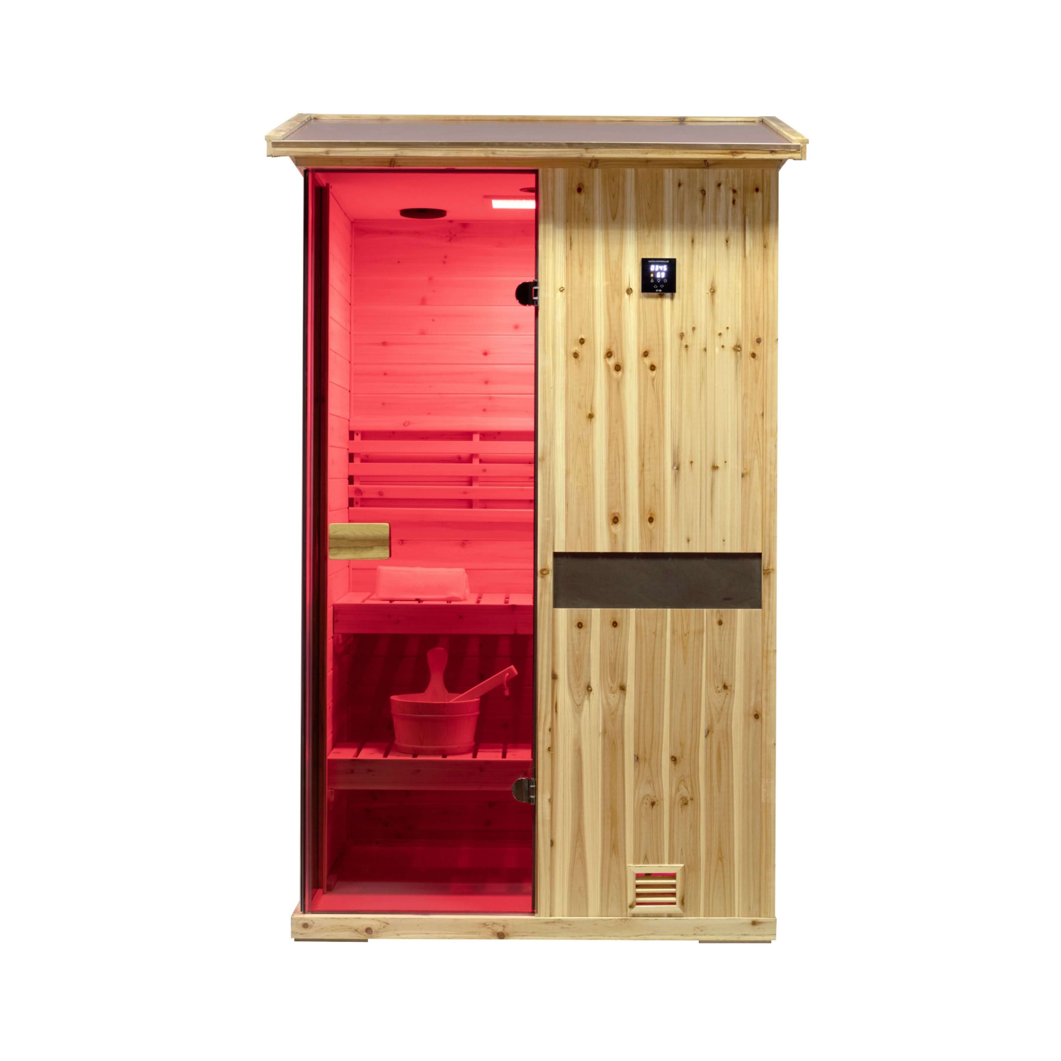 Thermora Arctic Premium 2-Person Outdoor Wooden Steam Sauna Room With Smart Control Panel And Bluetooth Audio