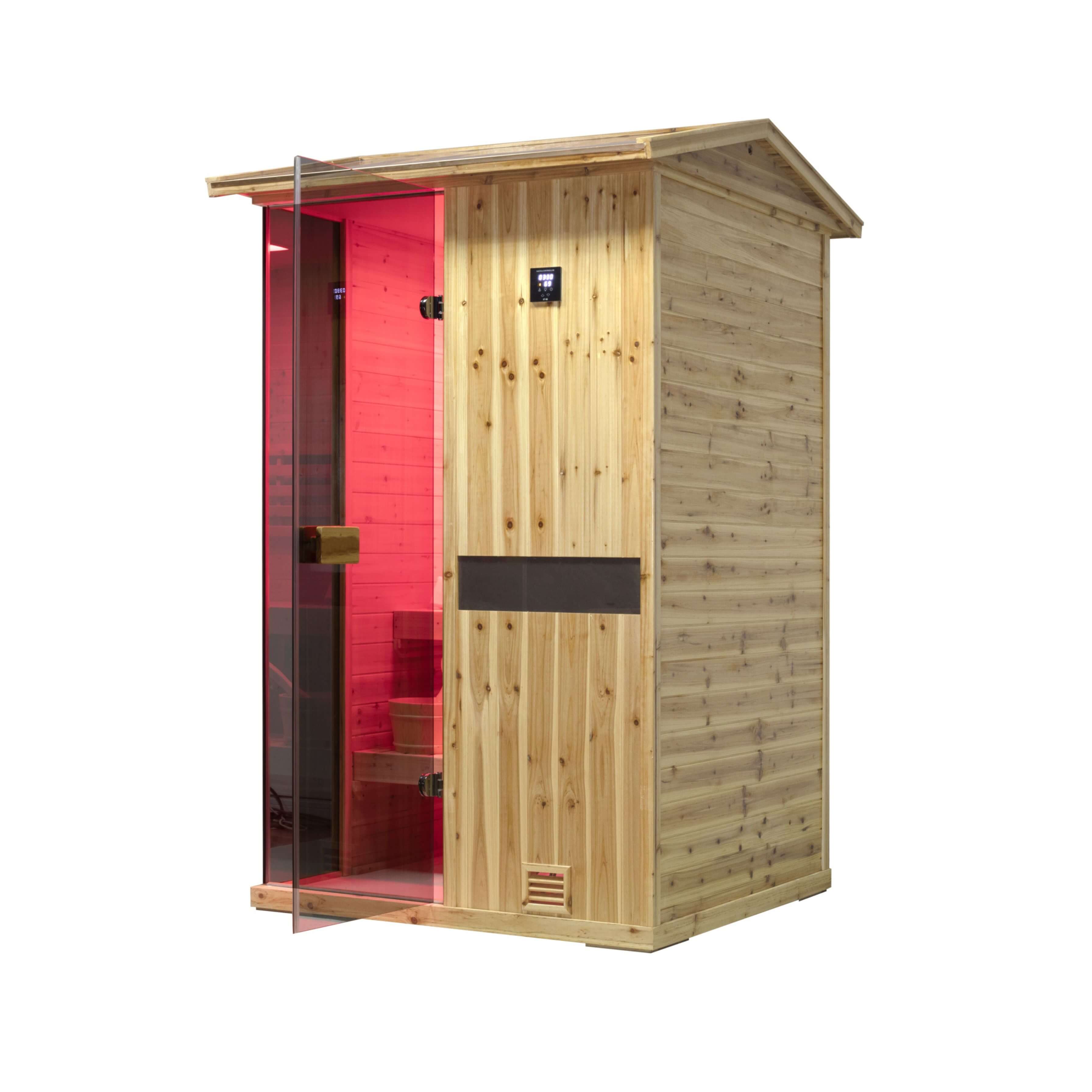 Thermora Arctic Premium 2-Person Outdoor Wooden Steam Sauna Room With Smart Control Panel And Bluetooth Audio