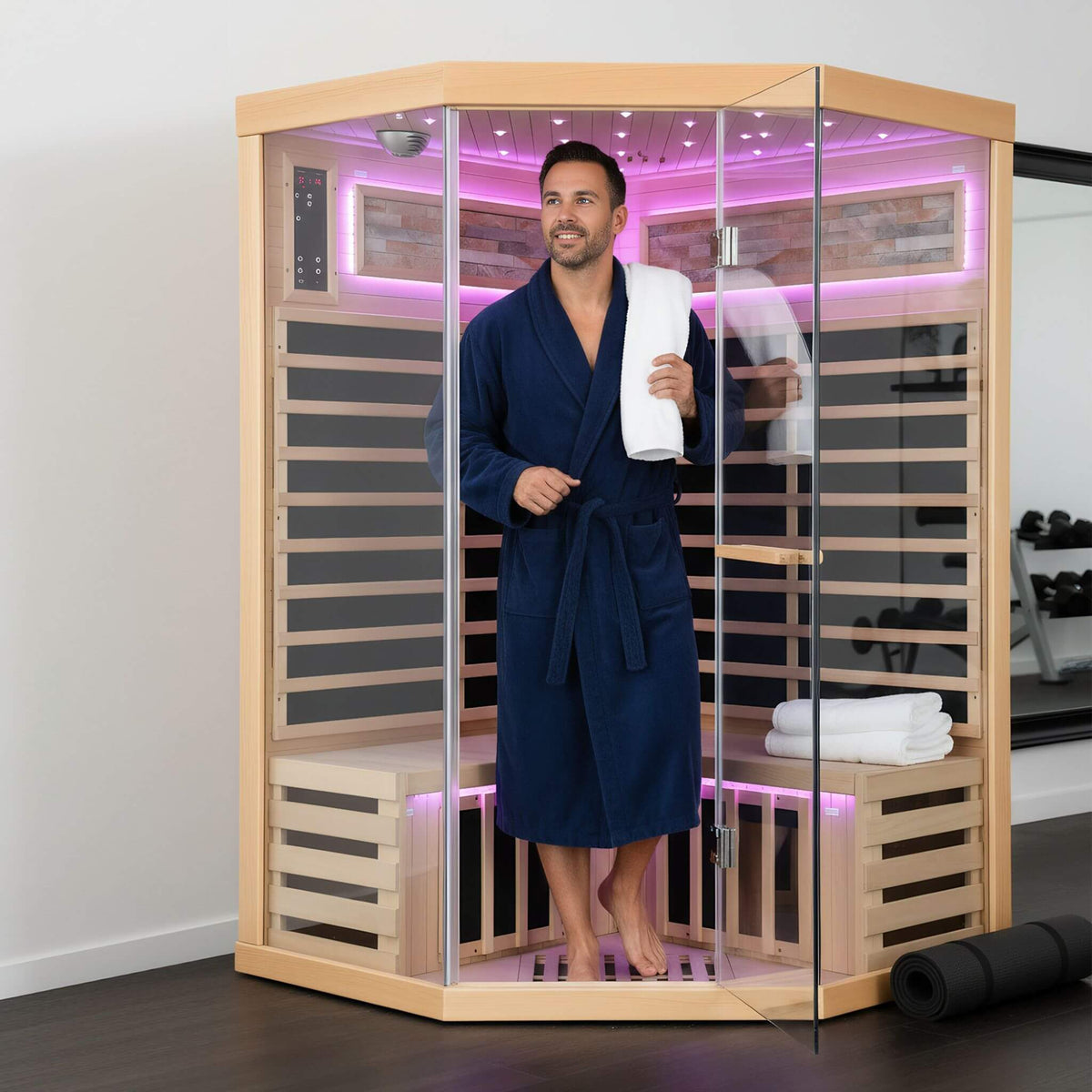 Thermora Ember Premium Canadian Hemlock 2-Person Indoor Infrared Sauna Room With Glass Front - photo 5