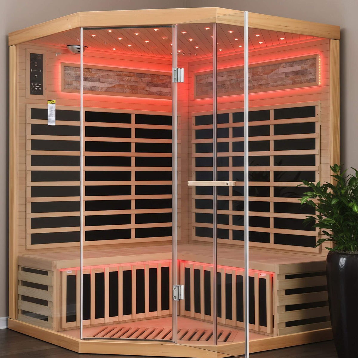 Thermora Aura Premium Canadian Hemlock Pentagonal Indoor Infrared Sauna Room With Glass Front - photo 14