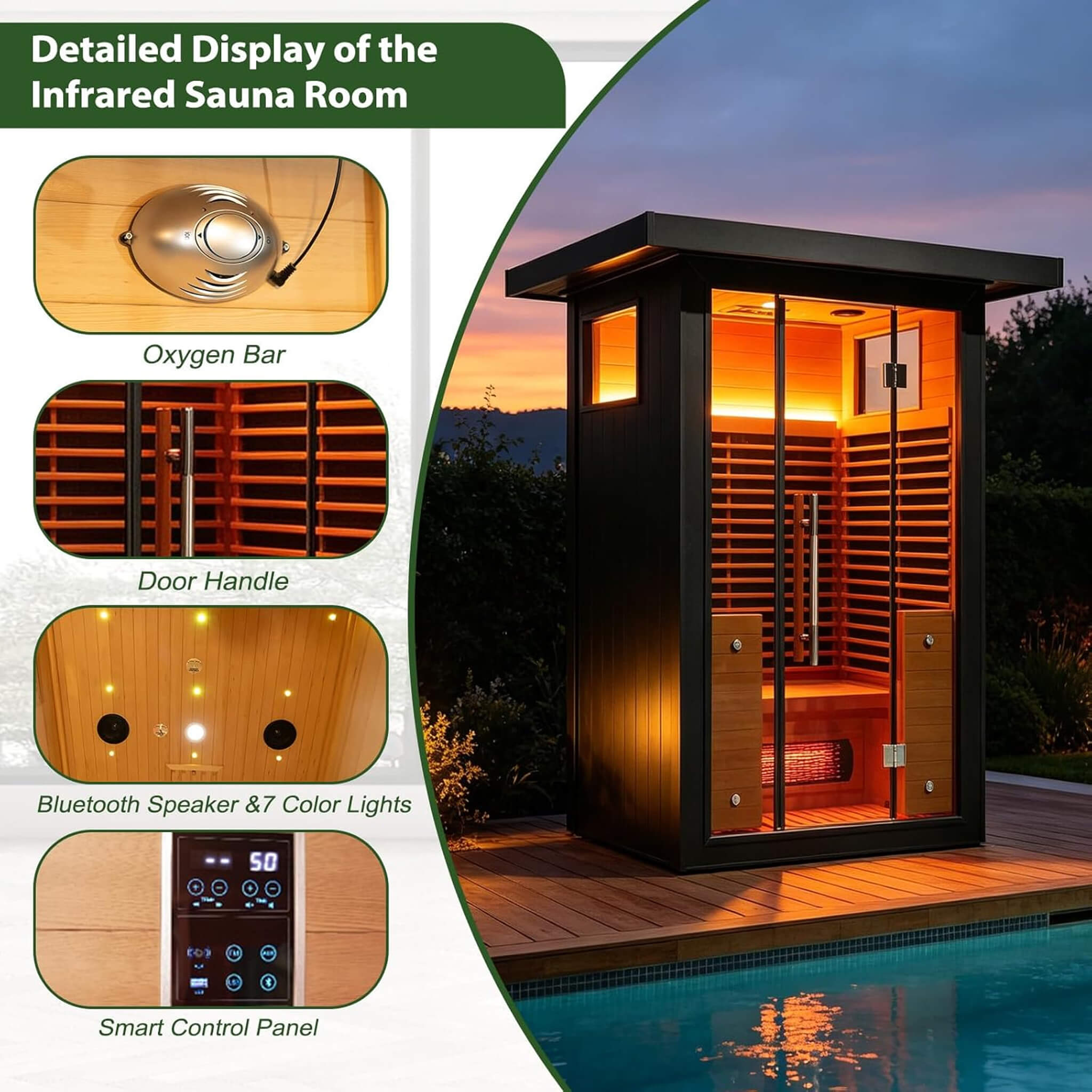 Thermora Lugano 2-Person Outdoor Full-Spectrum Infrared Sauna With Aluminum Alloy Exterior & WiFi