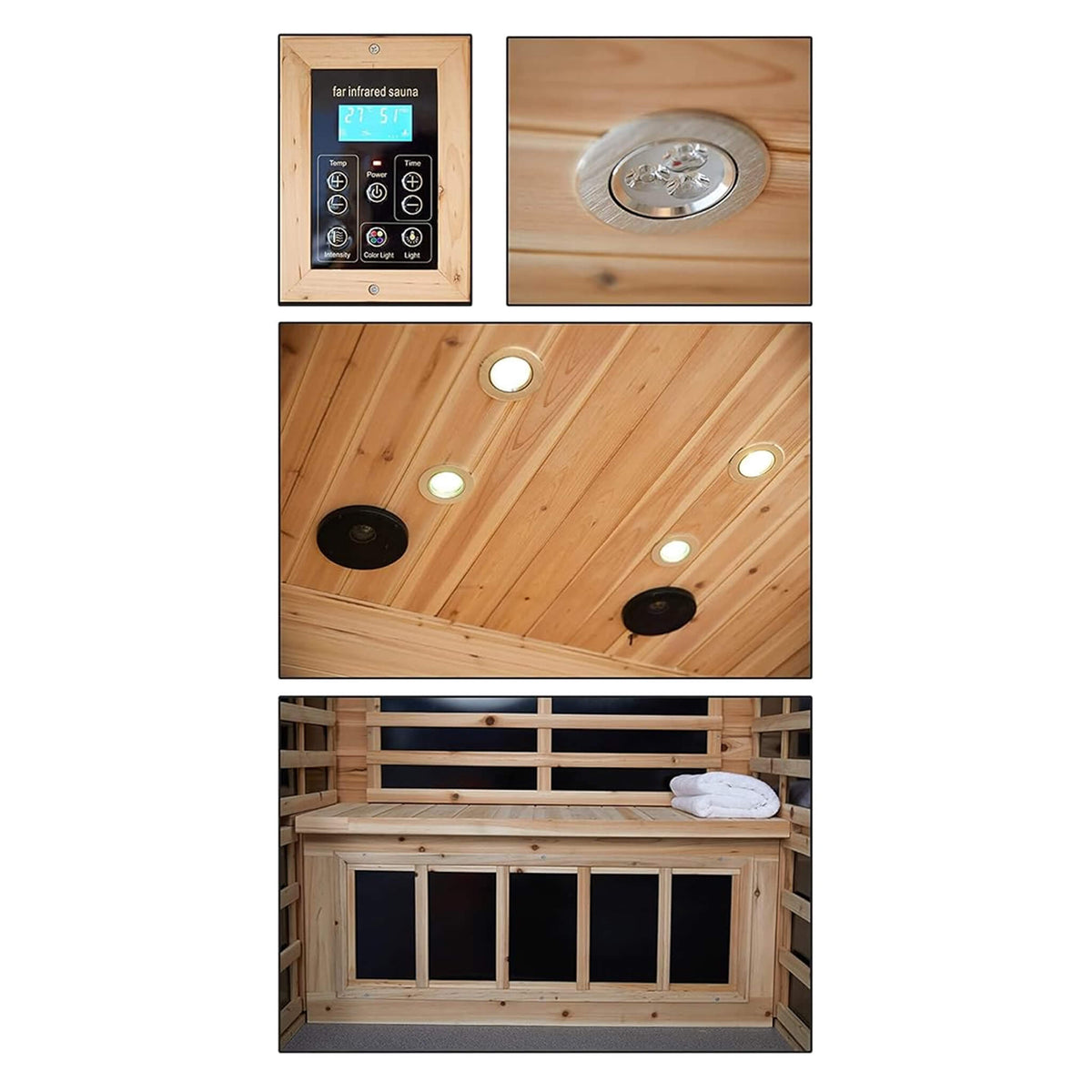 Thermora Vexa Luxury 2-Person Outdoor Low EMF Hemlock Infrared Sauna With Bluetooth And Chromotherapy Light