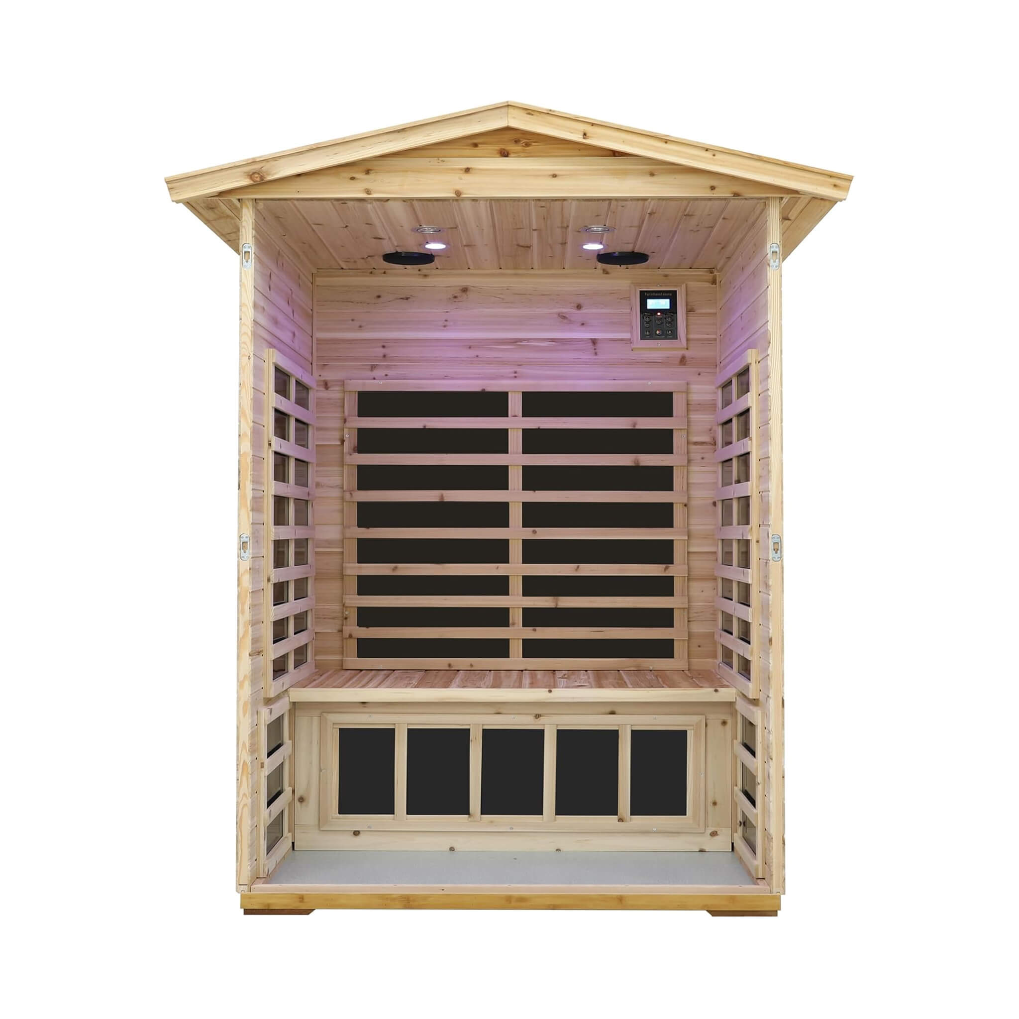 Thermora Vexa Luxury 2-Person Outdoor Low EMF Hemlock Infrared Sauna With Bluetooth And Chromotherapy Light