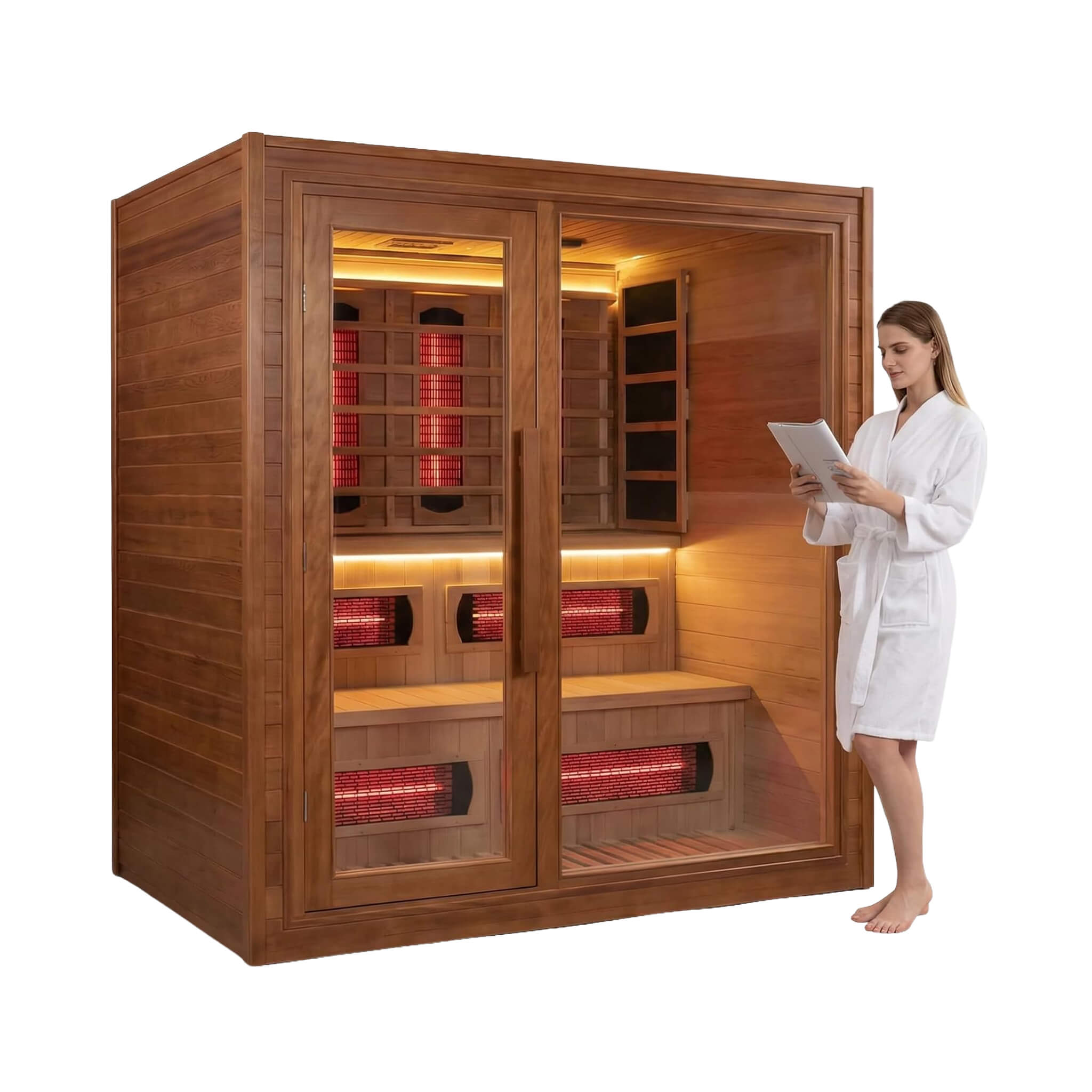 Rövia Elvaria 4-Person Indoor Canadian Red Cedar Infrared And Steam Sauna With 6KW Harvia Heater [Made-To-Order]