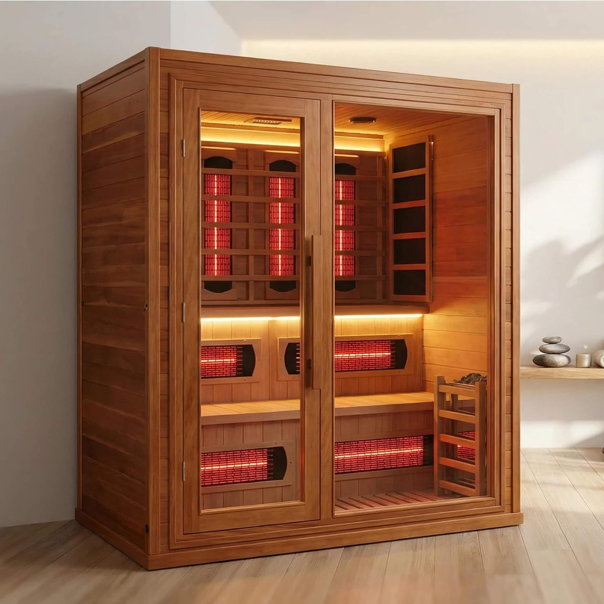 Rövia Elvaria 4-Person Indoor Canadian Red Cedar Infrared And Steam Sauna With 6KW Harvia Heater [Made-To-Order]