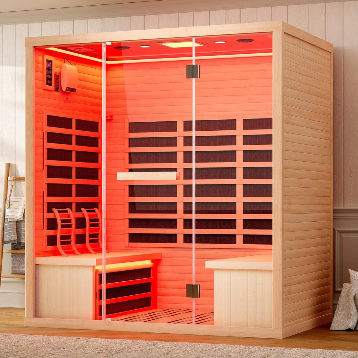 Thermora Seville 4-Person Low EMF Canadian Hemlock Infrared Sauna With Bluetooth