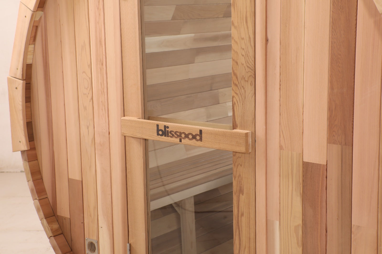 Blisspod Prague Outdoor Barrel Sauna | Canadian Red Cedar | Full Glass Back | 2-6 Person