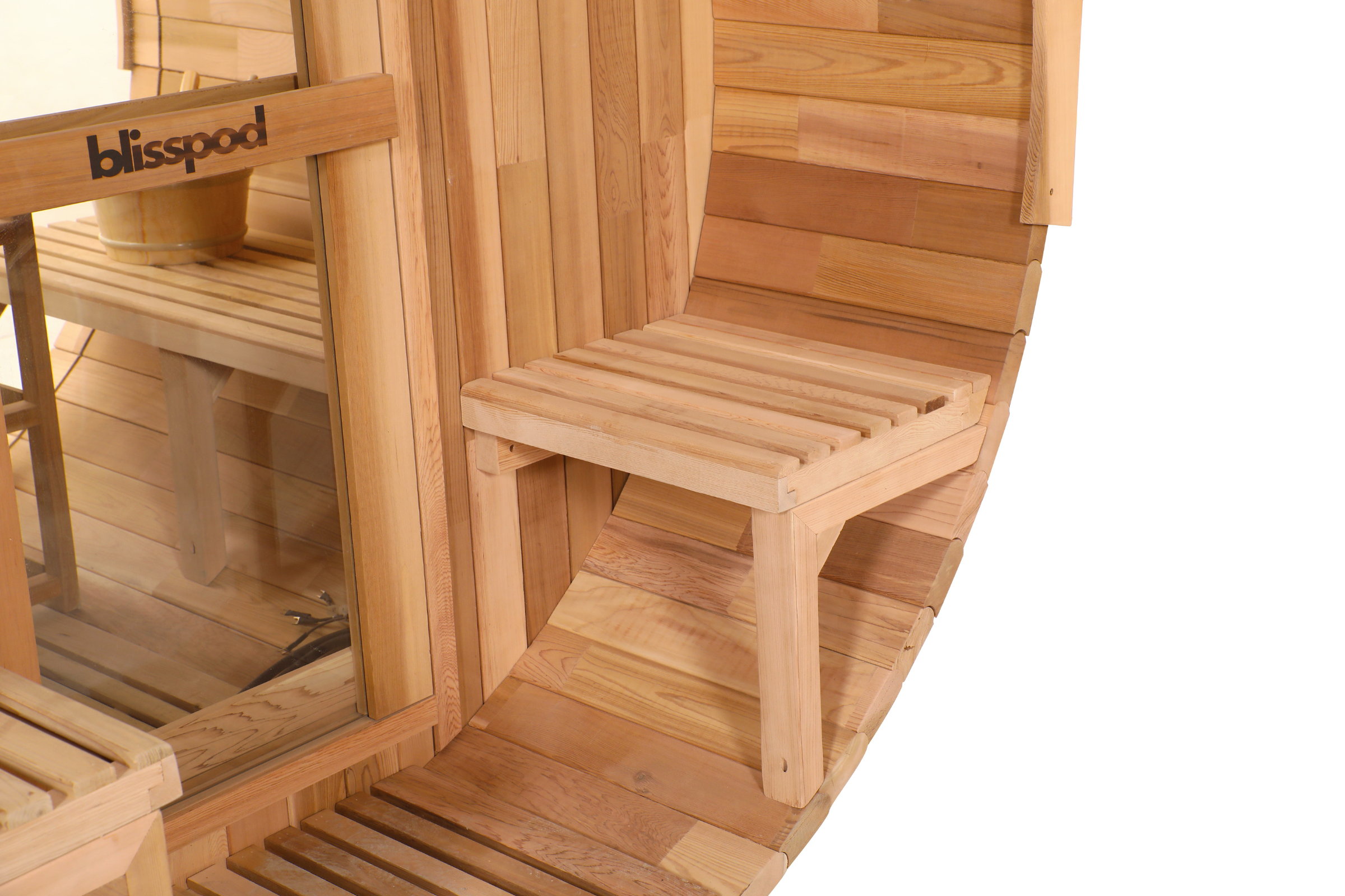 Blisspod Prague Outdoor Barrel Sauna | Canadian Red Cedar | Full Glass Back | 2-6 Person