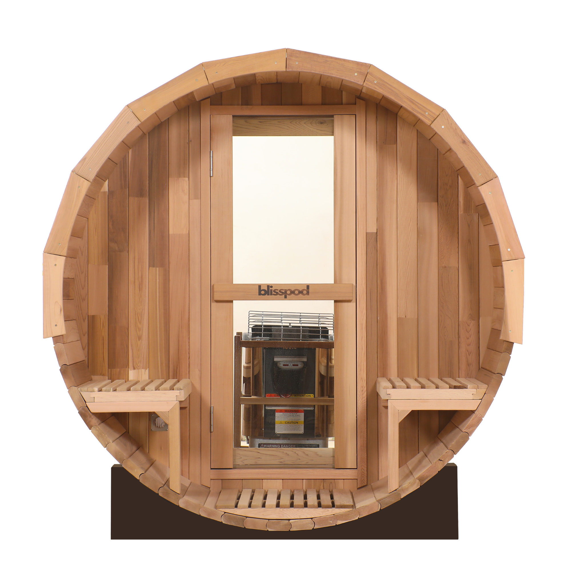 Blisspod Prague Outdoor Barrel Sauna | Canadian Red Cedar | Full Glass Back | 2-6 Person