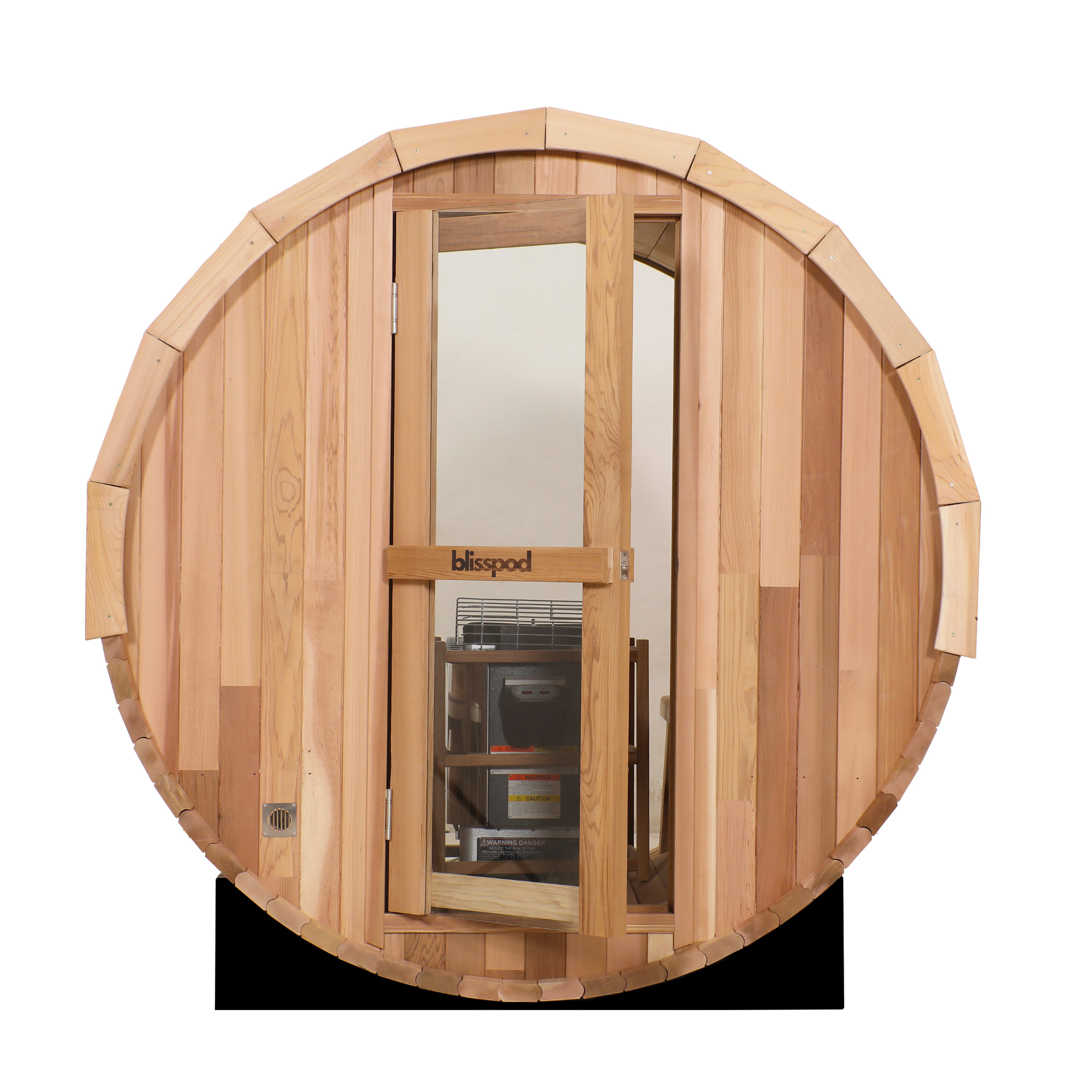 Blisspod Prague Outdoor Barrel Sauna | Canadian Red Cedar | Full Glass Back | 4-6 Person