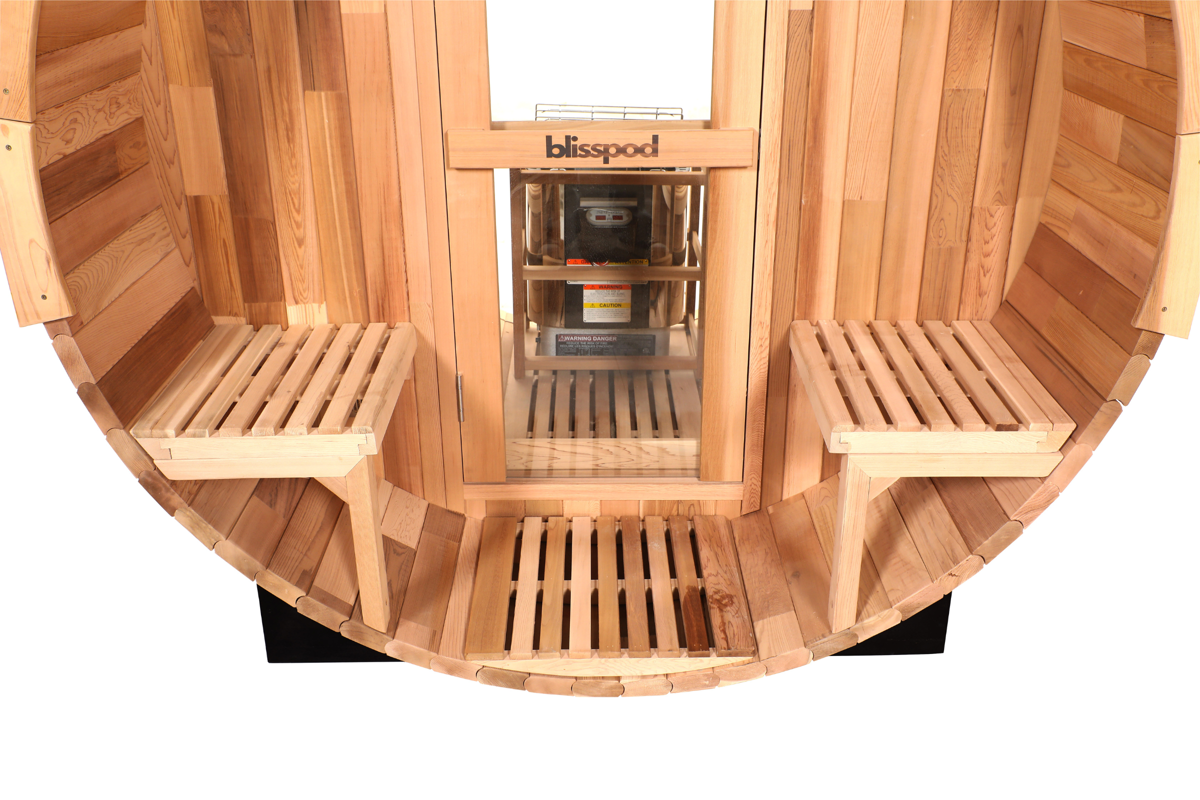 Blisspod Prague Outdoor Barrel Sauna | Canadian Red Cedar | Full Glass Back | 2-6 Person