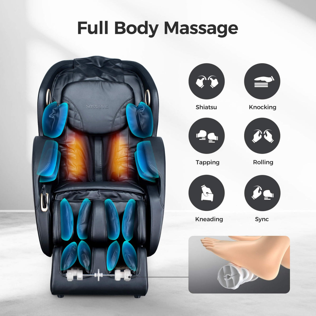 Bosscare Full Body 3D Zero Gravity Shiatsu Recliner Massage Chair With App - photo 4