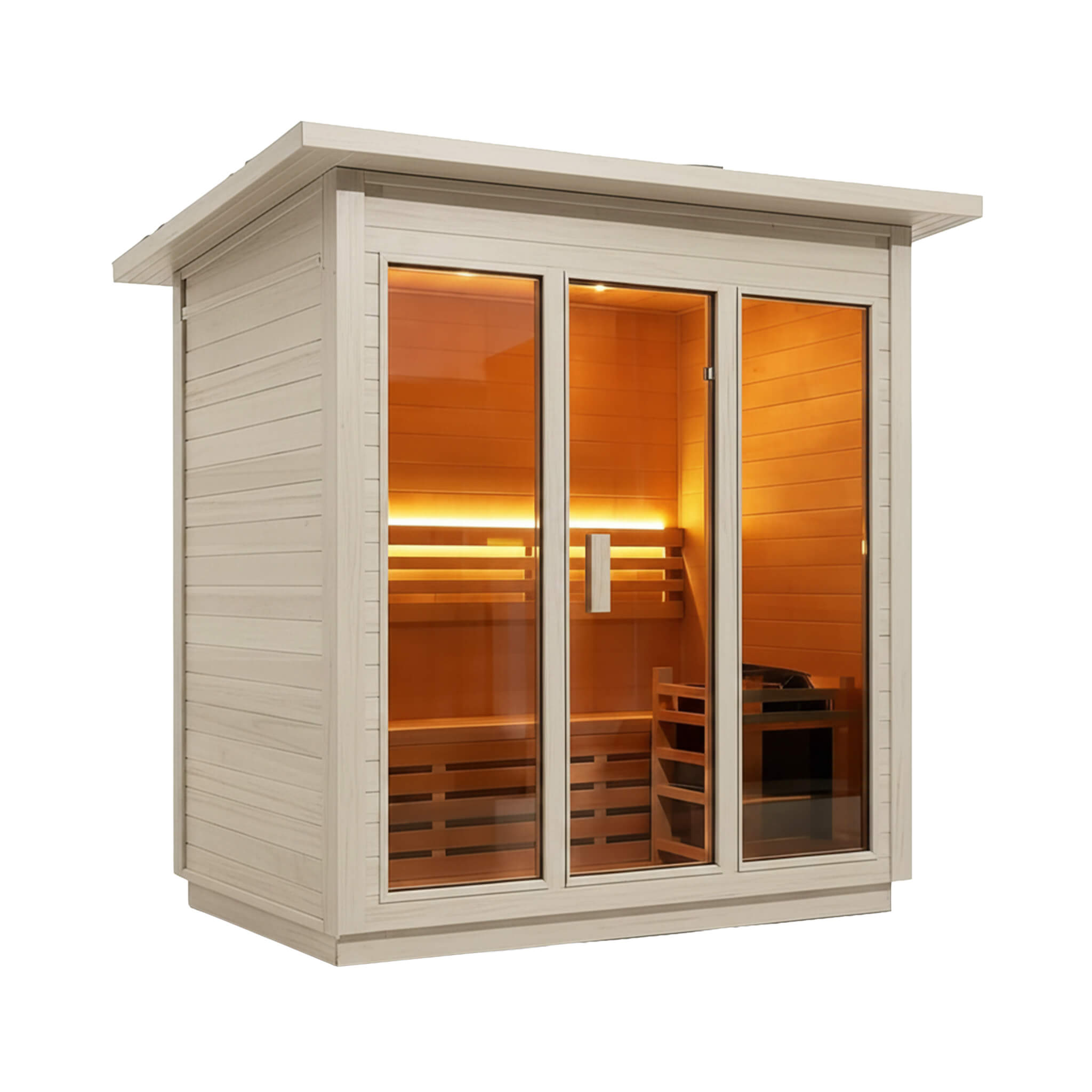 Custom 6-Person Luxury Spruce Outdoor Steam Sauna With Heater and Stones