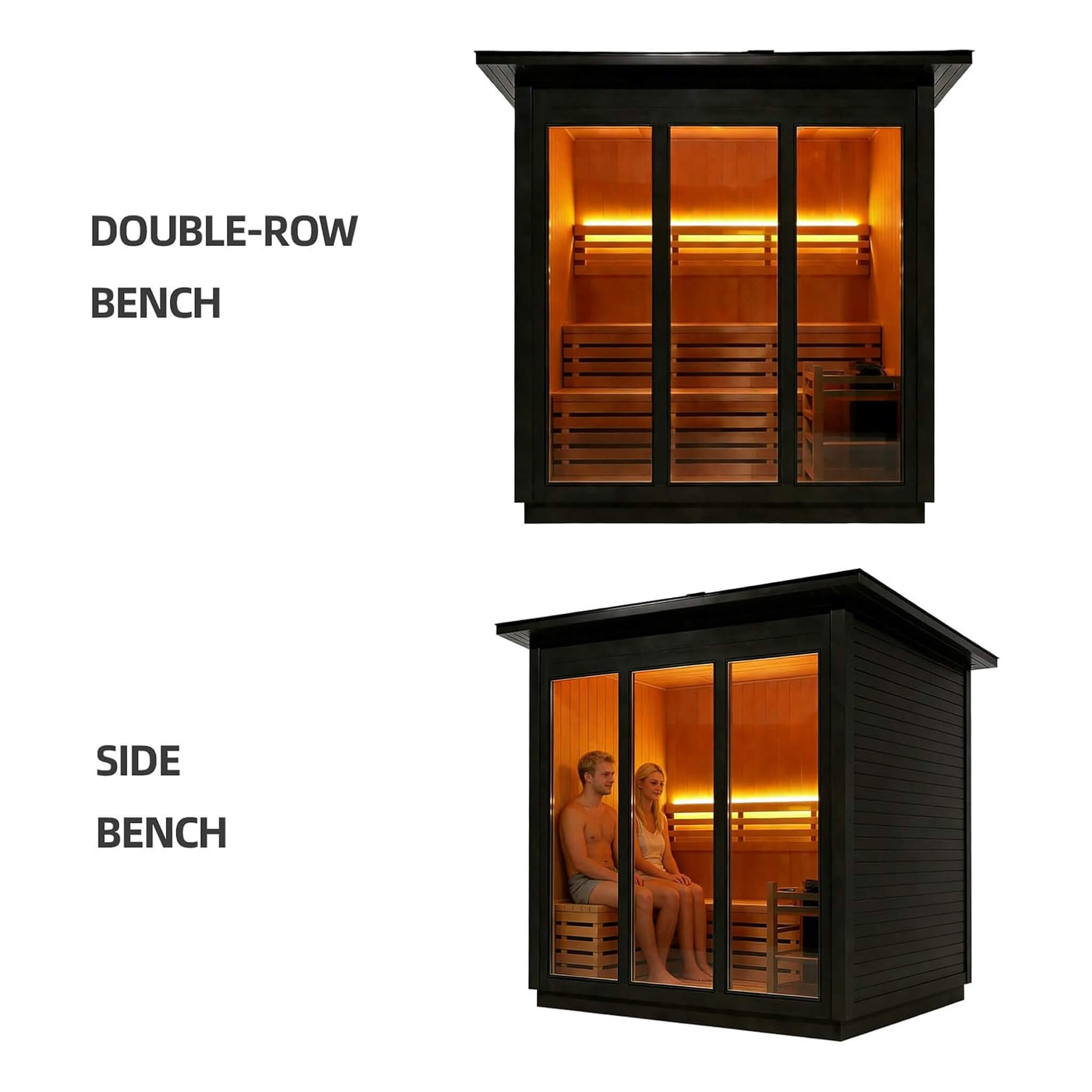 Custom 4-Person Luxury Canadian Red Cedar Outdoor Steam Sauna With Heater and Stones