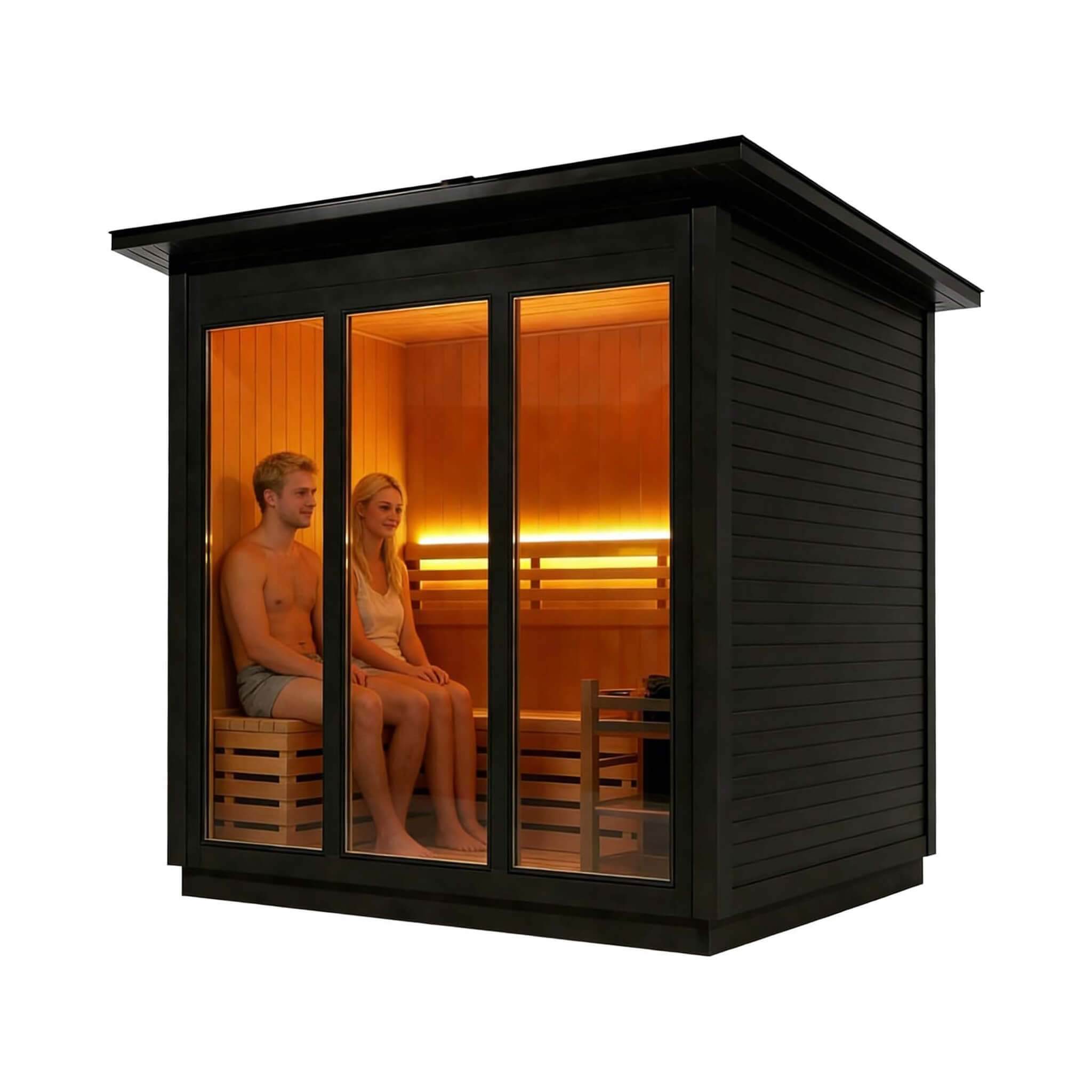 Custom 8-Person Luxury Canadian Red Cedar Outdoor Steam Sauna With Heater and Stones