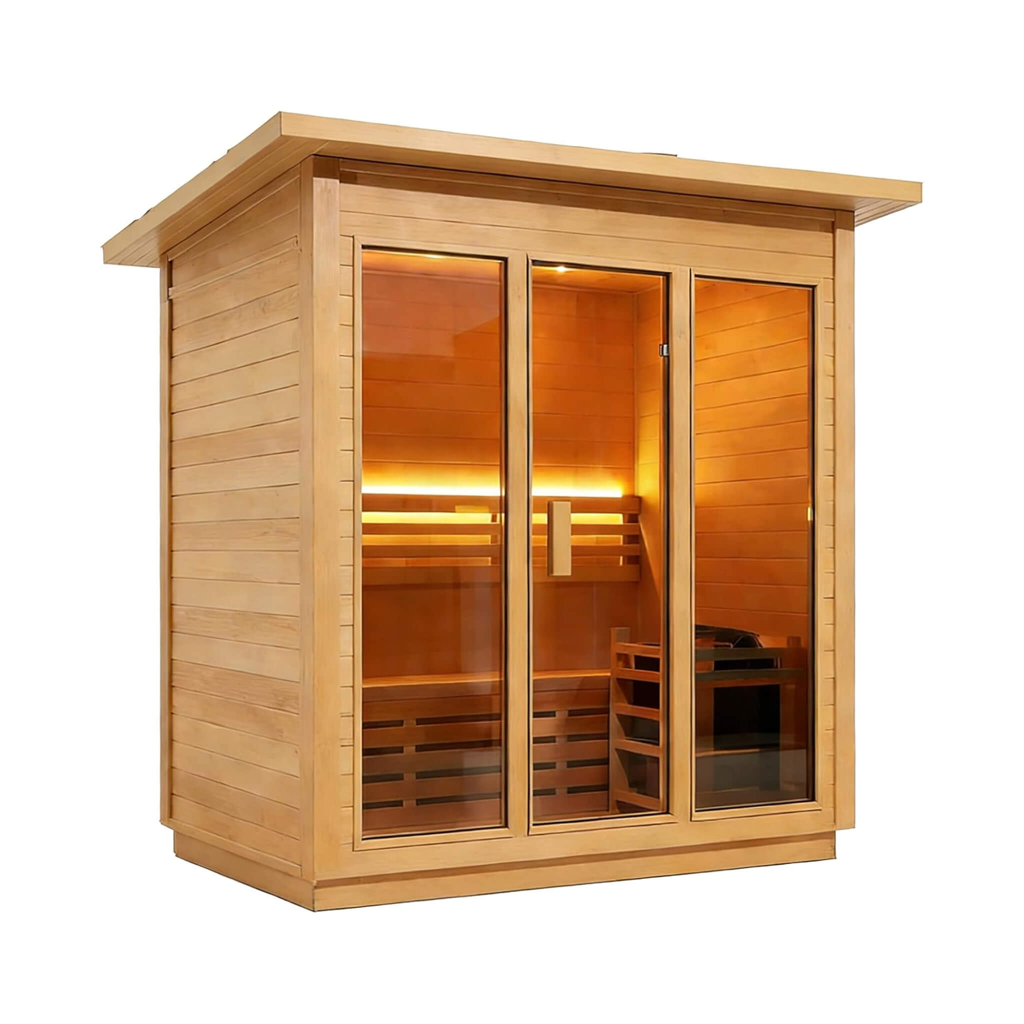 Custom 8-Person Luxury Canadian Hemlock Outdoor Steam Sauna With Heater and Stones