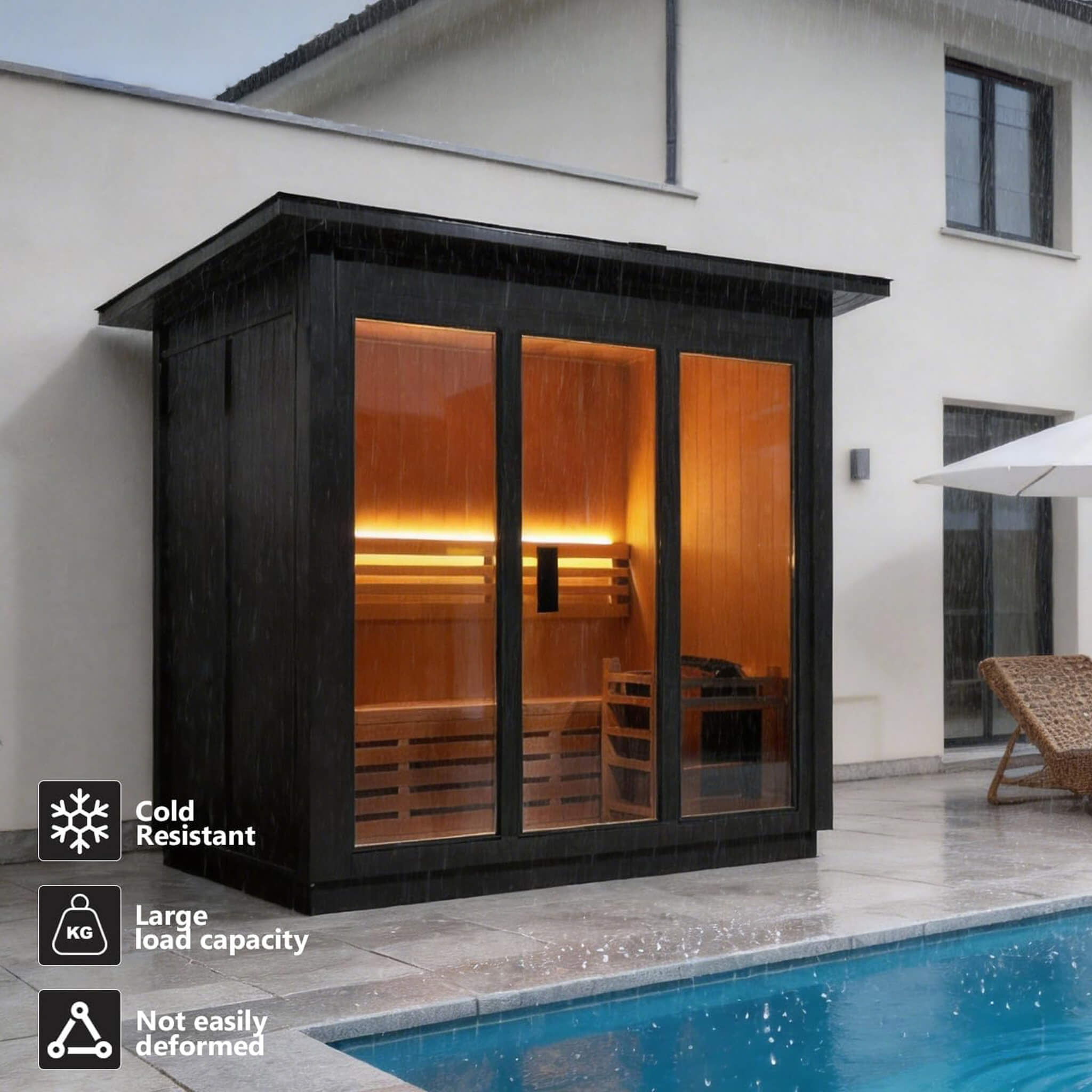 Custom 8-Person Luxury Canadian Hemlock Outdoor Steam Sauna With Heater and Stones