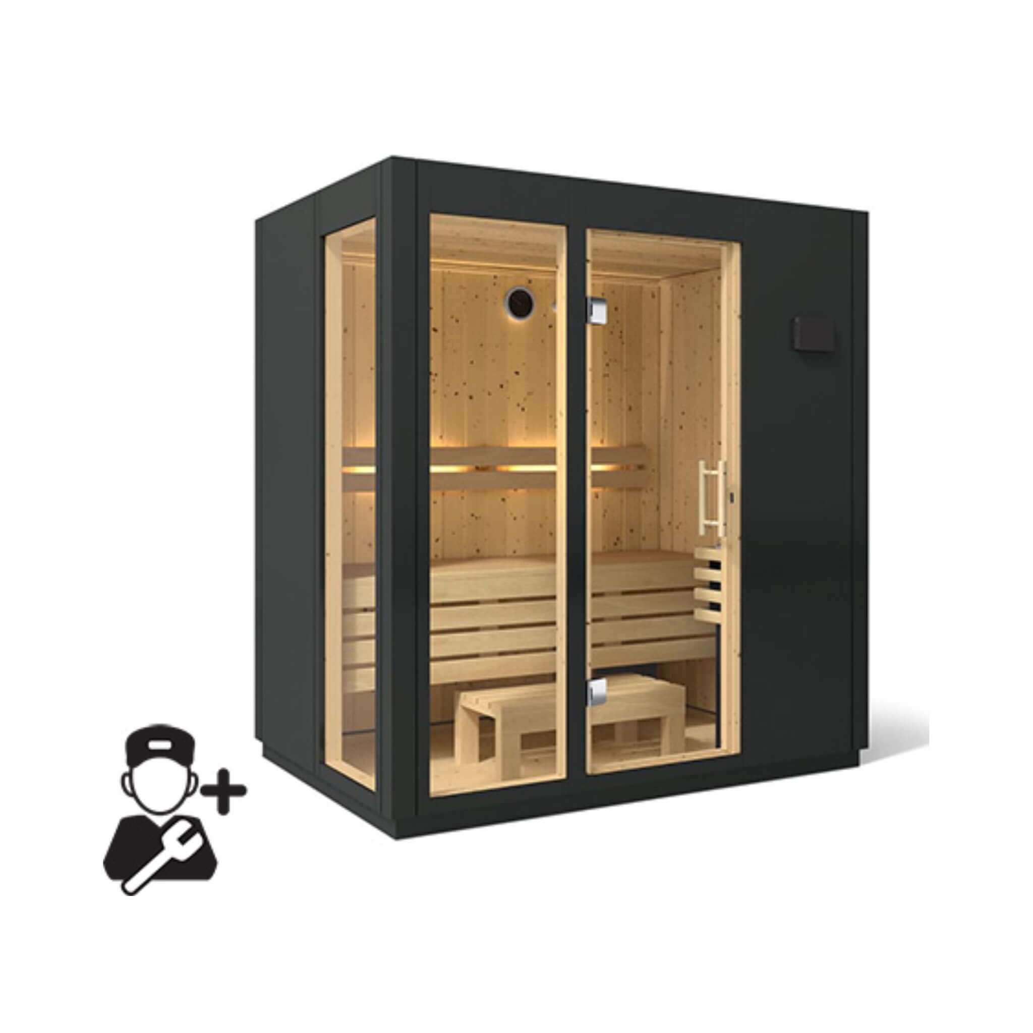 Kohler C1 Indoor Graphite Gray Freestanding Alcove Design Sauna Kit