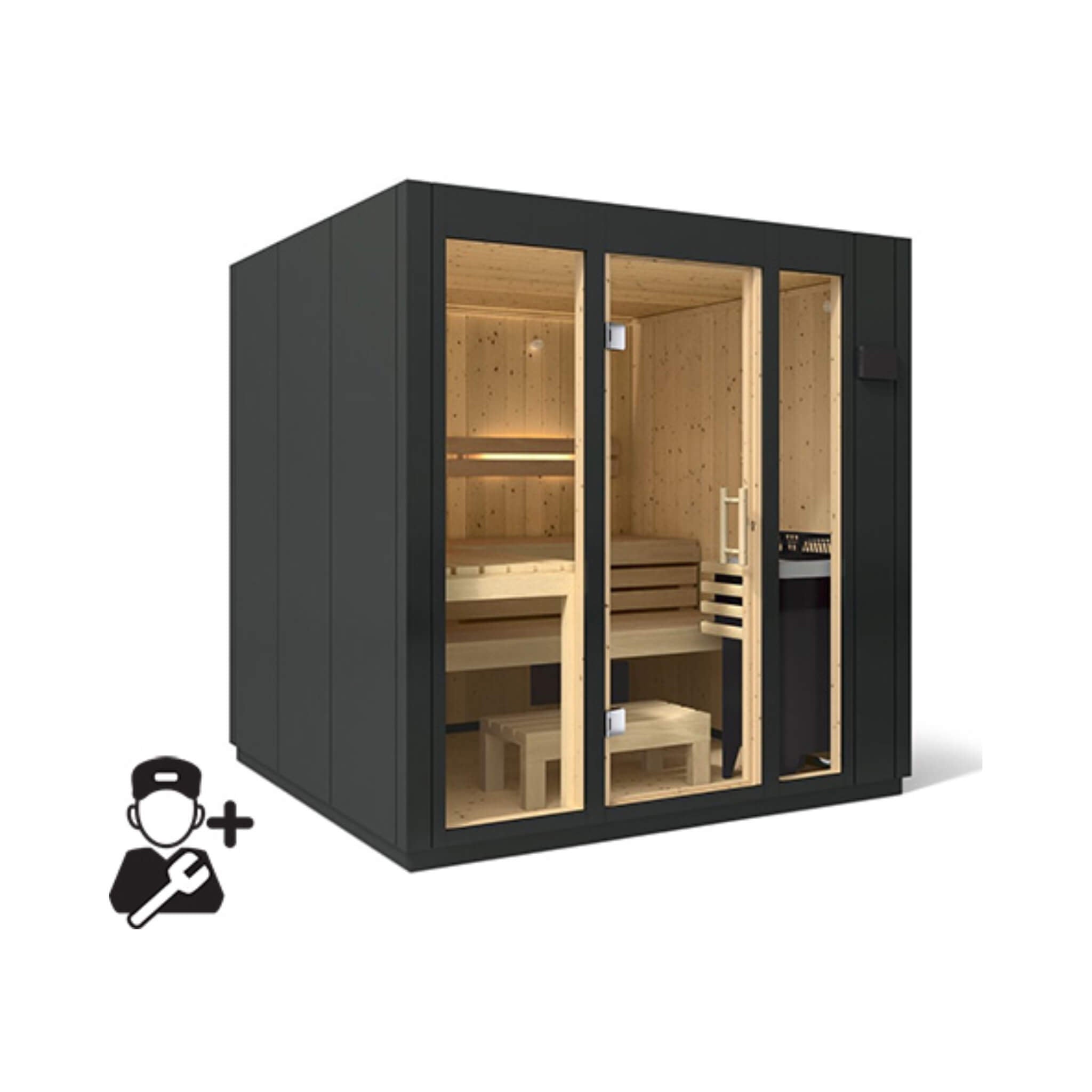 Kohler C1 Indoor Graphite Gray Freestanding Alcove Design Sauna Kit