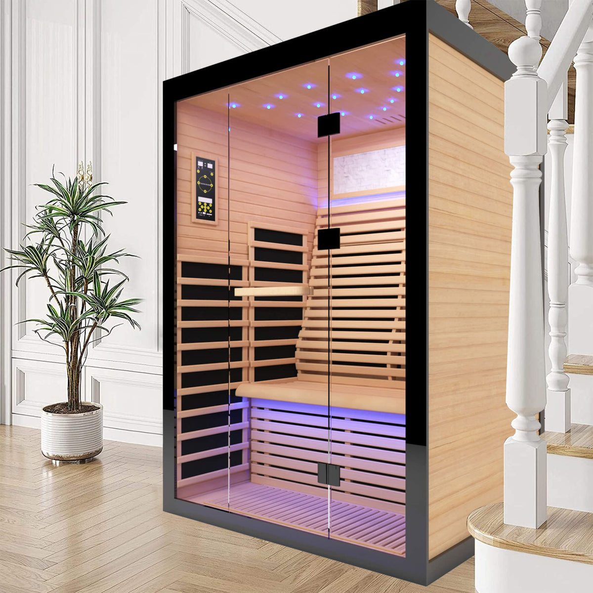 Thermora Flux Luxury 2-Person Canadian Hemlock Wood Far Infrared Home Sauna