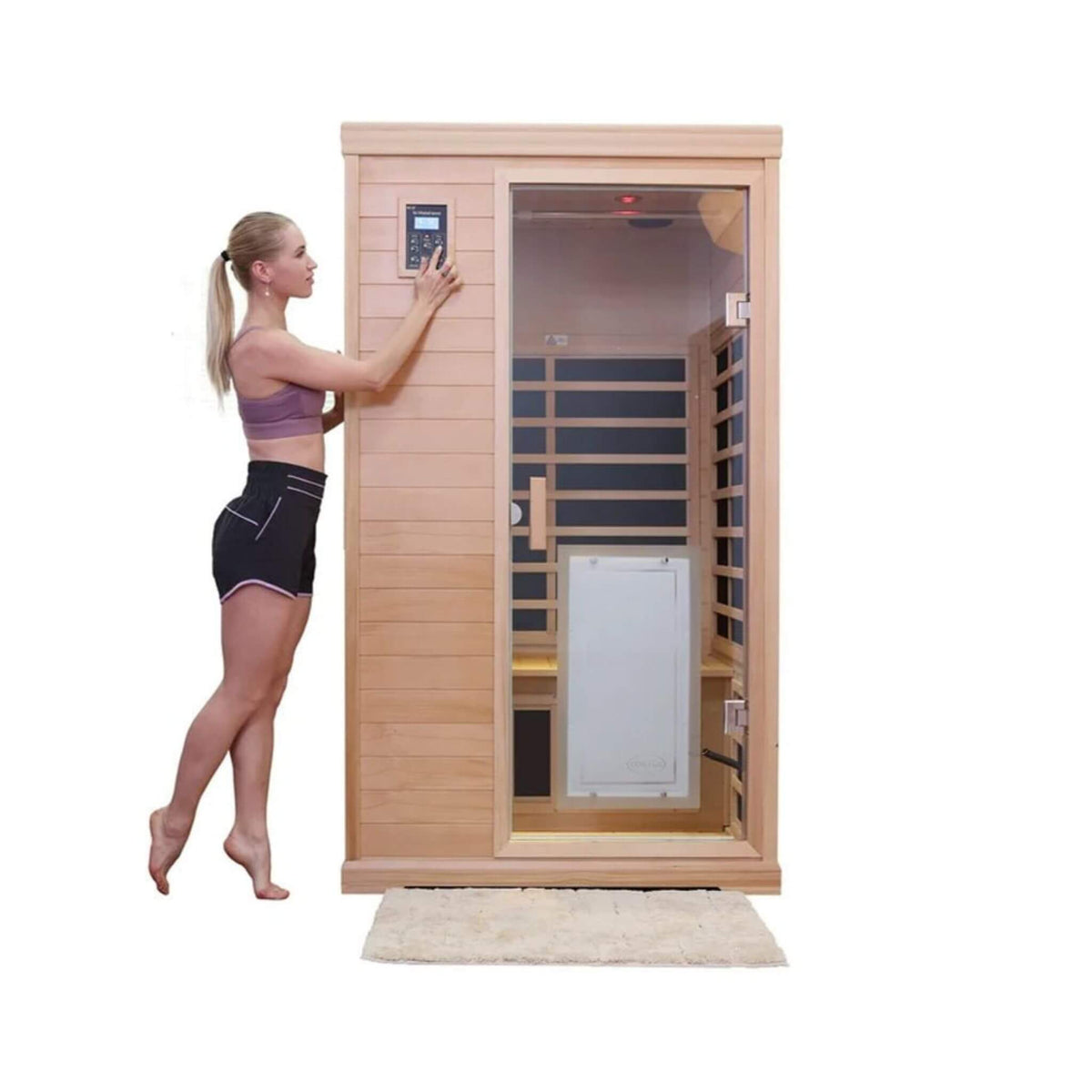 Thermora Ivara Luxury 2-Person Hemlock Wood FAR Infrared Sauna Room W/ Glass Door, 1750W