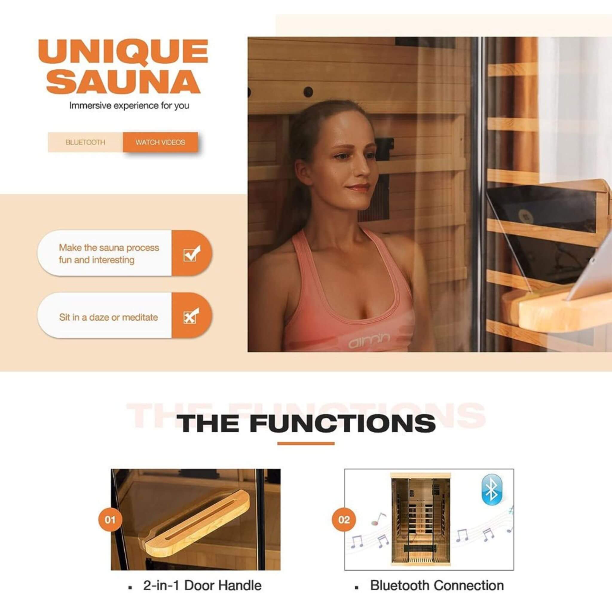 Thermora Valen 2-Person Low EMF FAR Infrared Sauna With Panoramic Tempered Glass