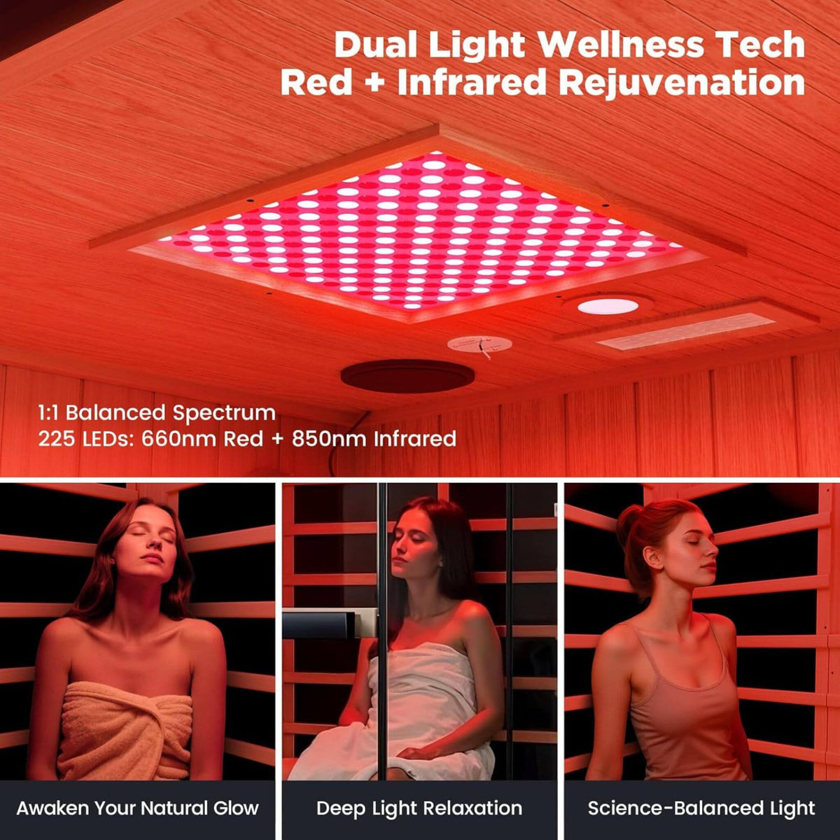 Thermora Pandora Premium 2-Person Indoor Infrared Sauna With Red Light Therapy And Himalayan Salt Rocks