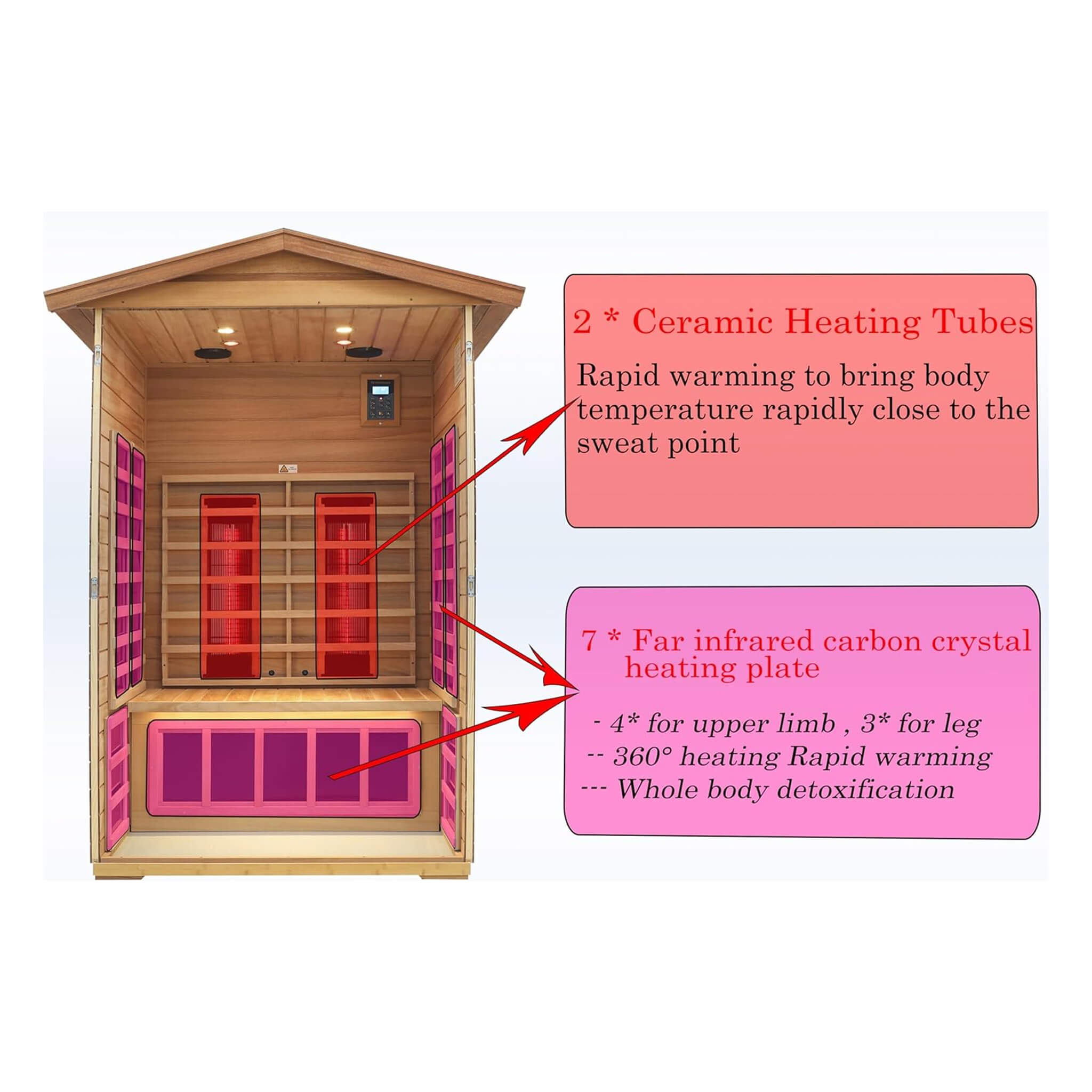Thermora Alveron 2-Person Outdoor Mahogany Low EMF Far Infrared Sauna With Bluetooth Audio And LED Lights