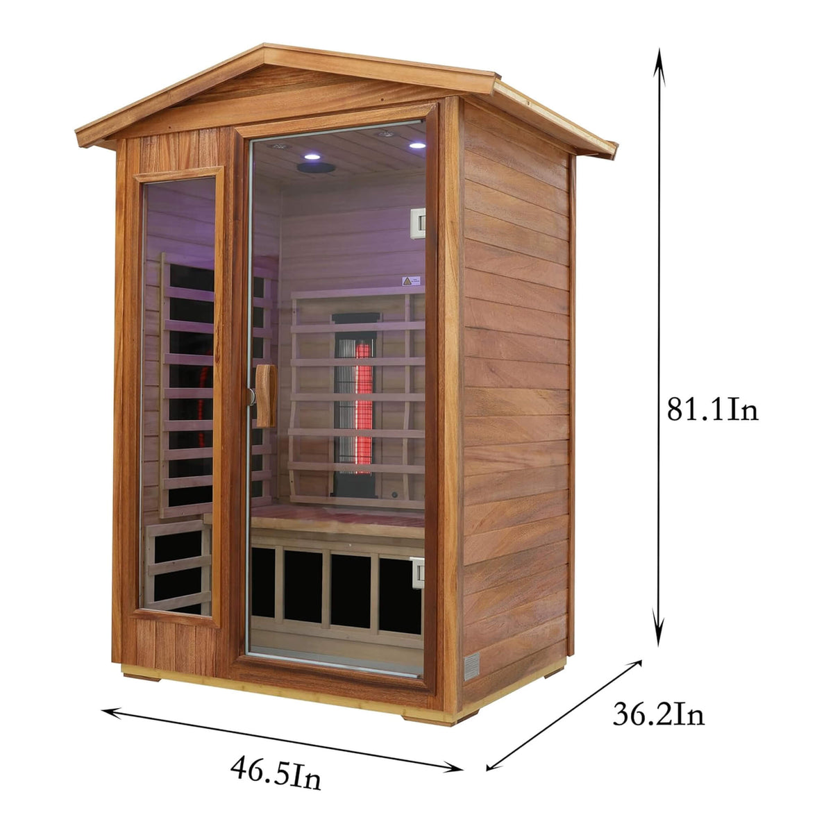 Thermora Alveron 2-Person Outdoor Mahogany Low EMF Far Infrared Sauna With Bluetooth Audio And LED Lights