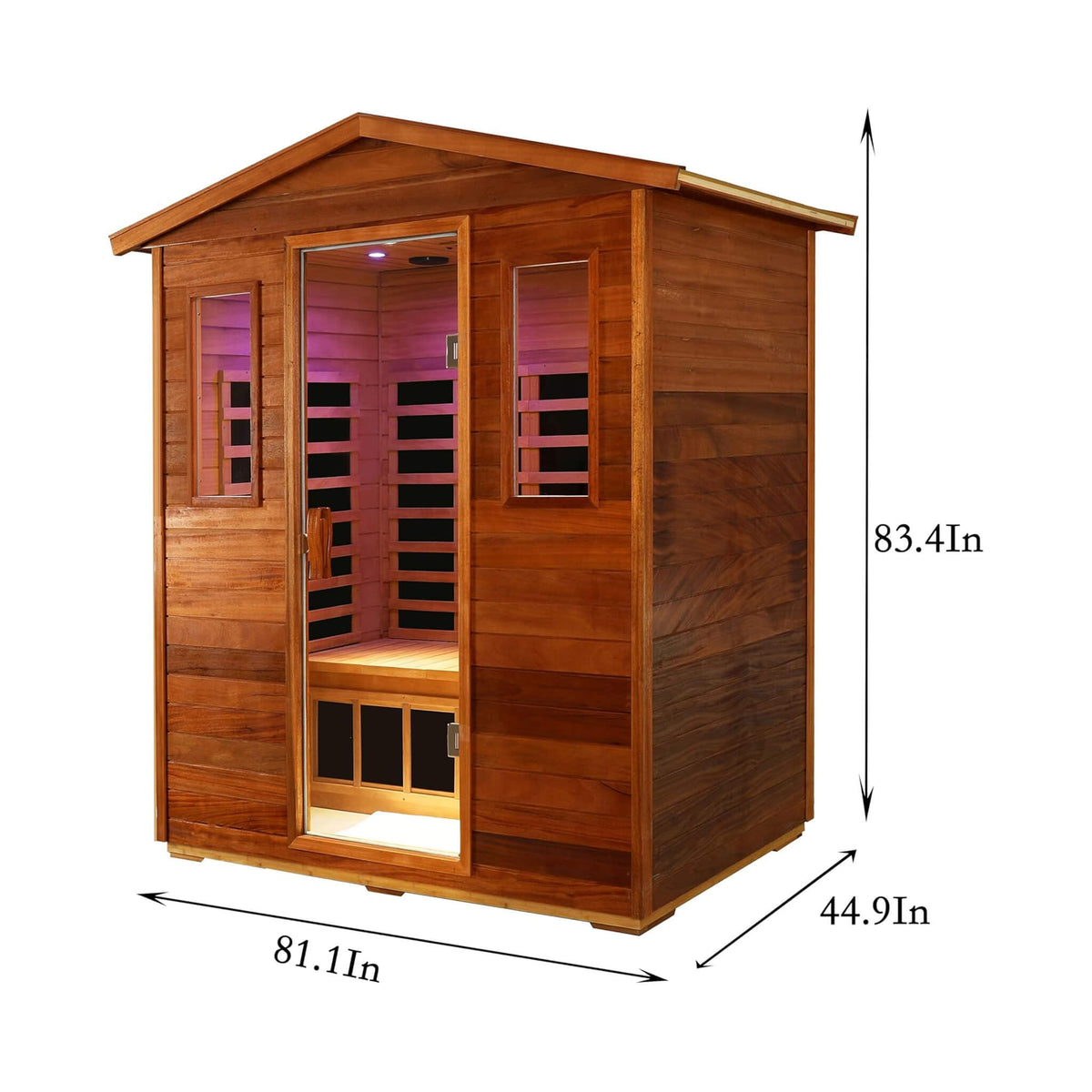 Thermora Vanta Luxury 3-Person Outdoor Mahogany Full Spectrum Ultra-Low EMF FAR Infrared Sauna With Chromotherapy And Bluetooth Speakers