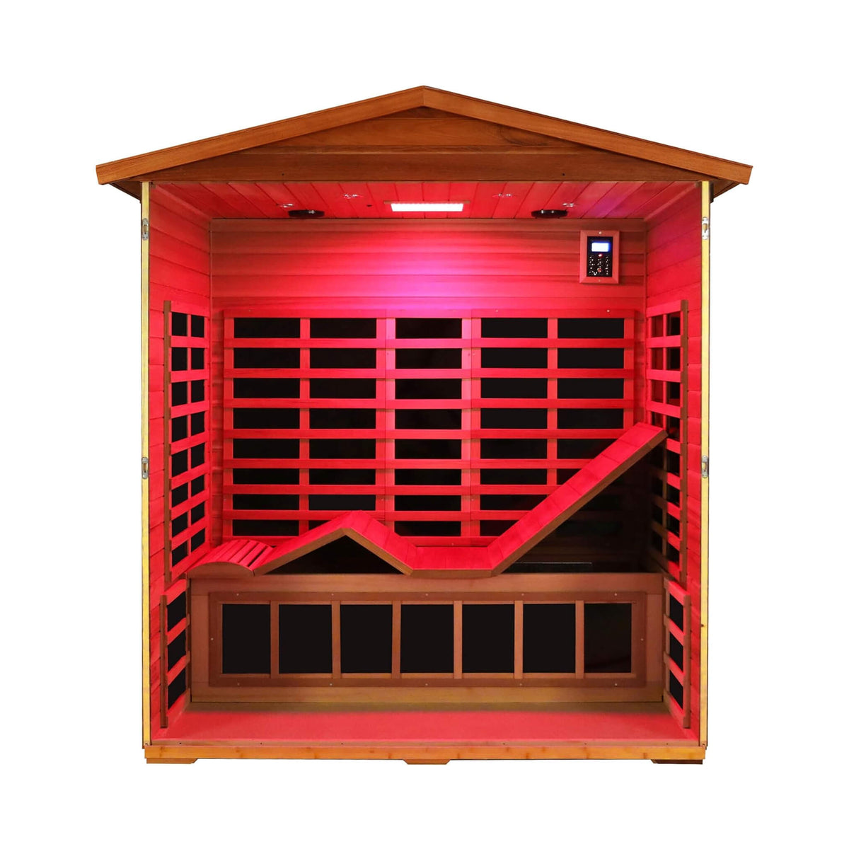 Thermora Vanta Luxury 3-Person Outdoor Mahogany Full Spectrum Ultra-Low EMF FAR Infrared Sauna With Chromotherapy And Bluetooth Speakers