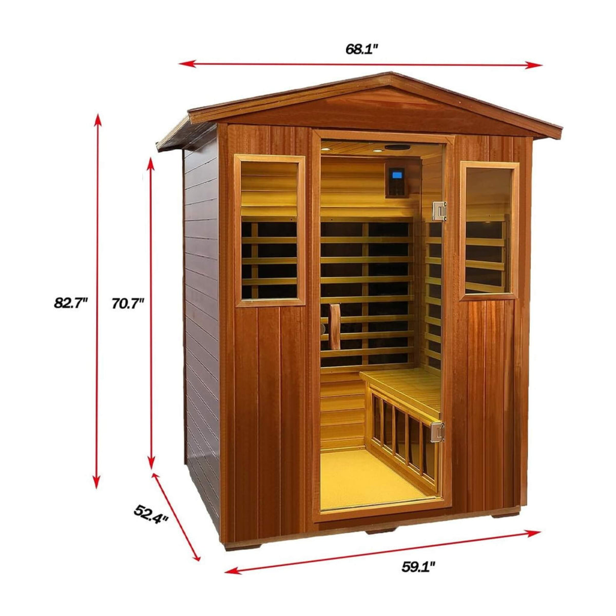 Thermora Valois Premium 4-Person 2050W Luxury Low EMF Outdoor FAR Infrared Home Sauna With Bluetooth Audio