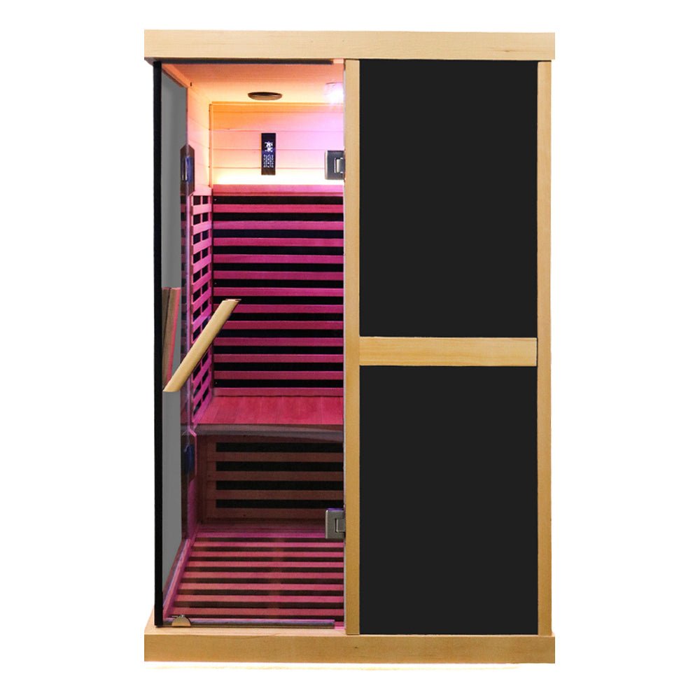 Thermora Helix Premium Large 2-Person V-Shaped FAR Infrared Sauna Room With Double Glass Doors, 1980W