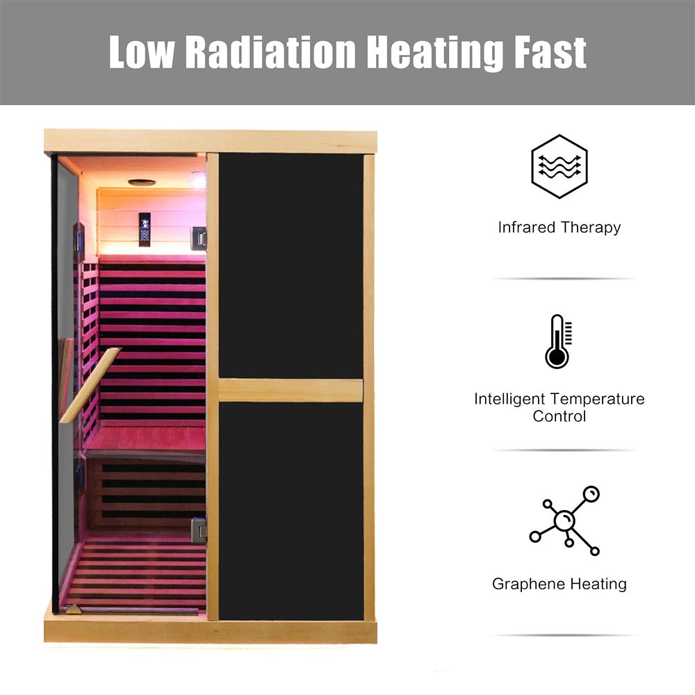 Thermora Helix Premium Large 2-Person V-Shaped FAR Infrared Sauna Room With Double Glass Doors, 1980W