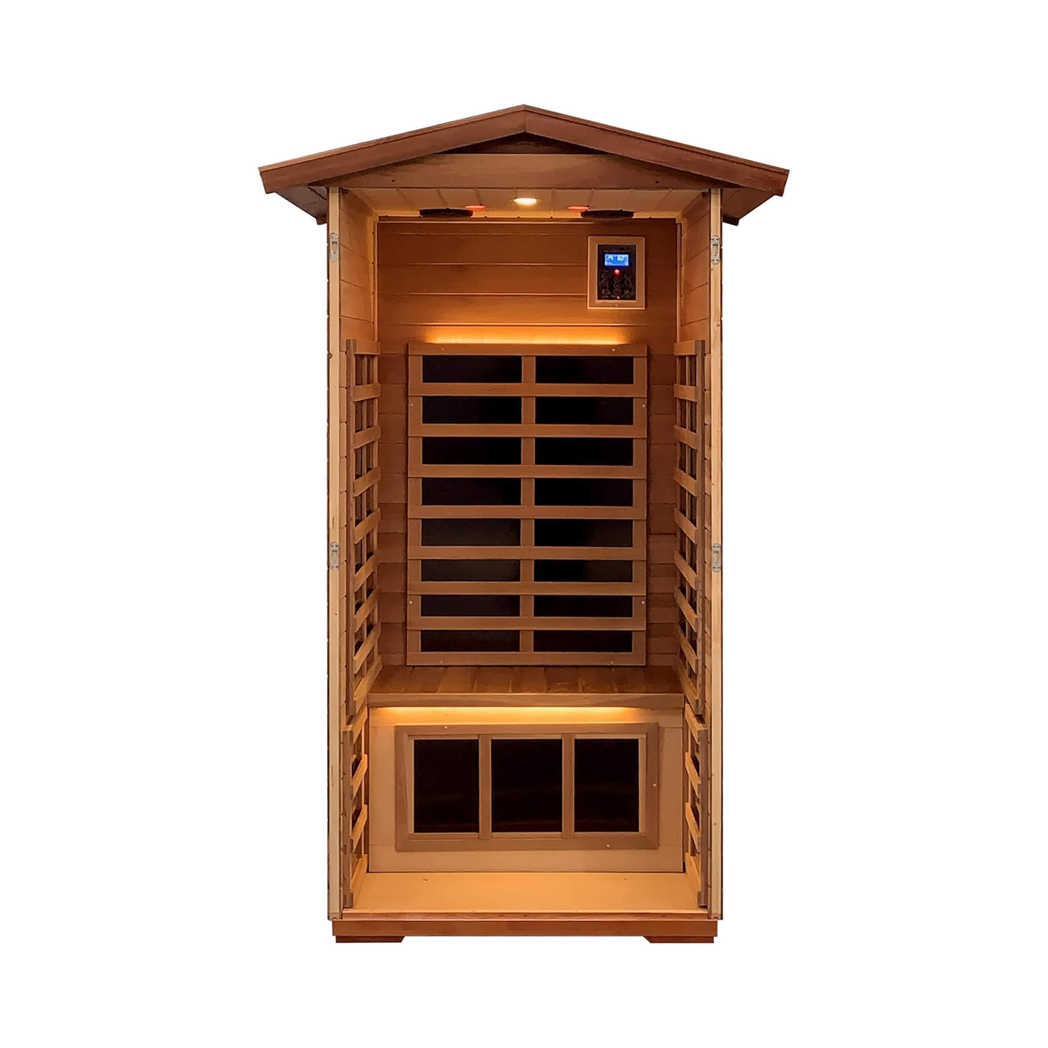 Thermora Xyra Premium 1-Person Outdoor Red Cedar Infrared Sauna With Low EMF, Chromotherapy And Bluetooth