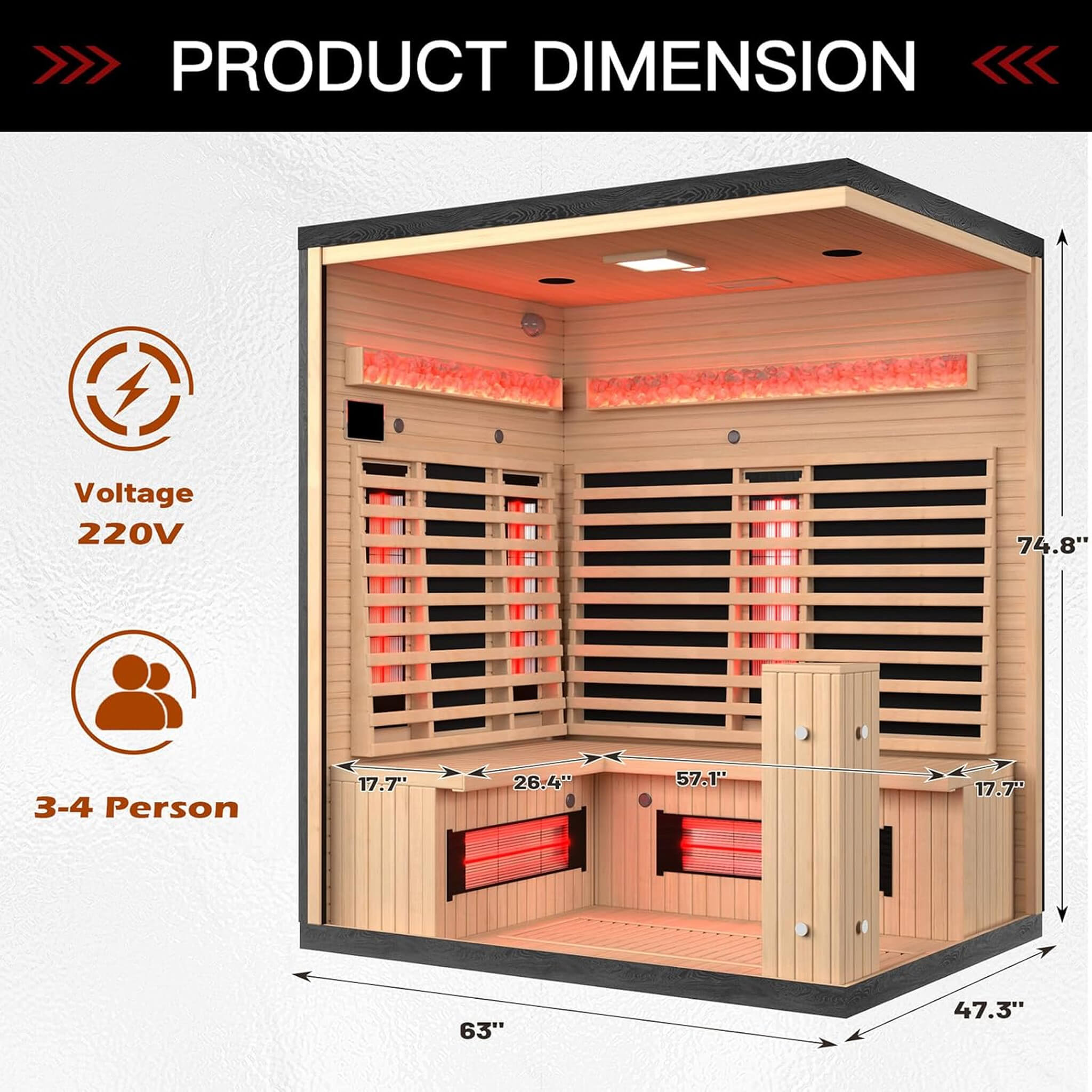 Rövia Ember 4-Person Full-Spectrum Infrared Sauna With Himalayan Salt Panels [Made-To-Order]